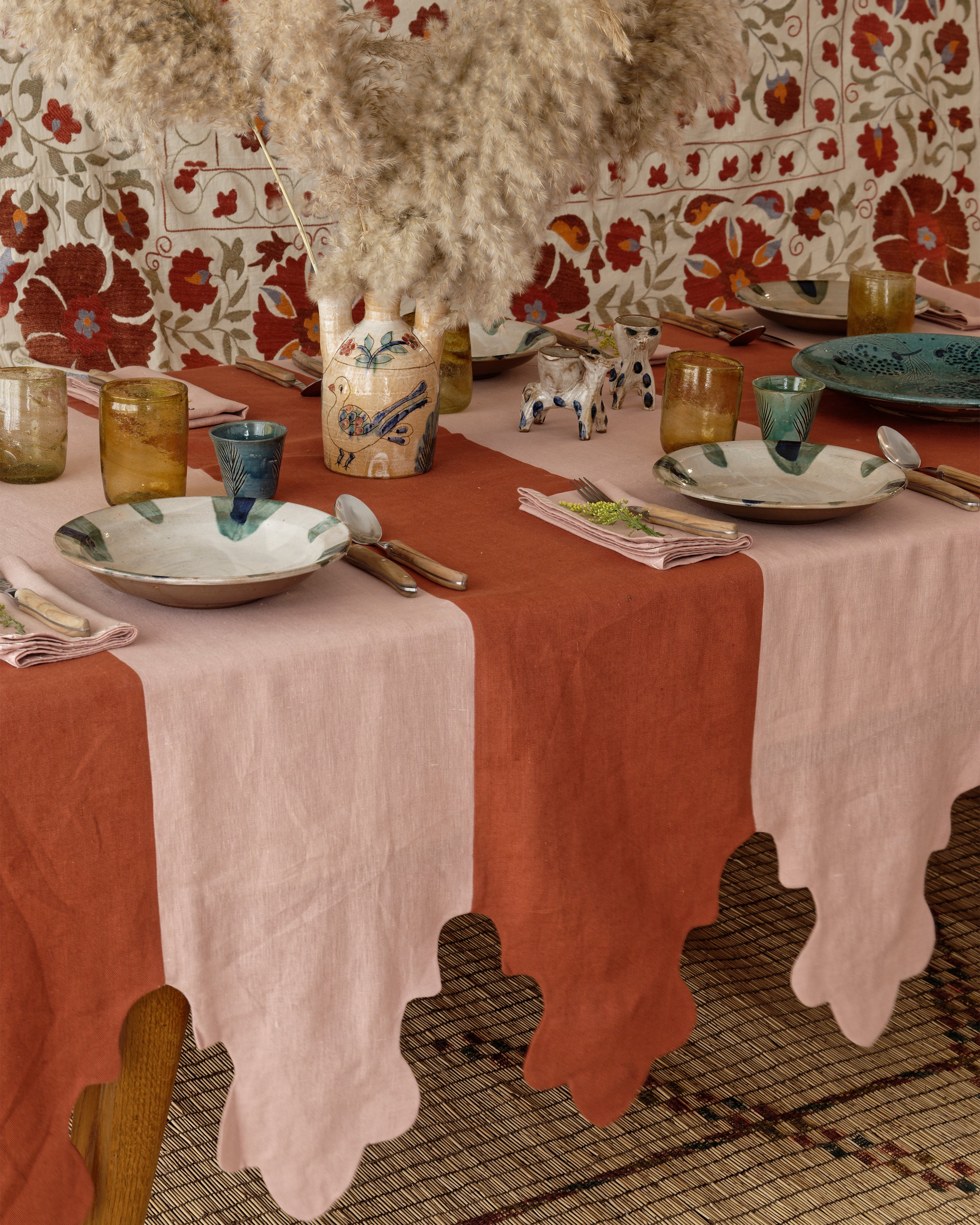 Sultana Tablecloth Pink/Terracotta