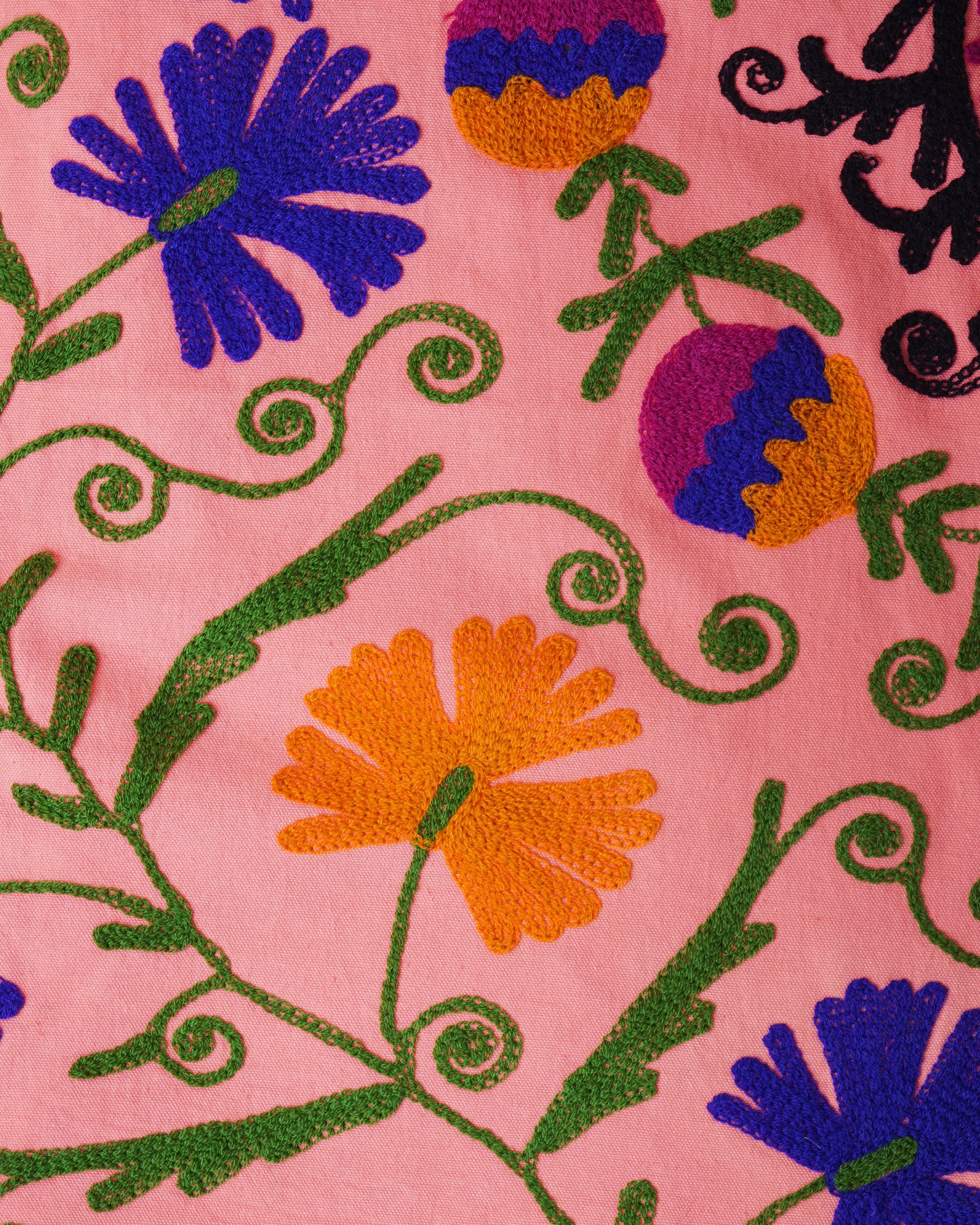 Suzani Throw Pink/Yellow & Blue Flower Boarder