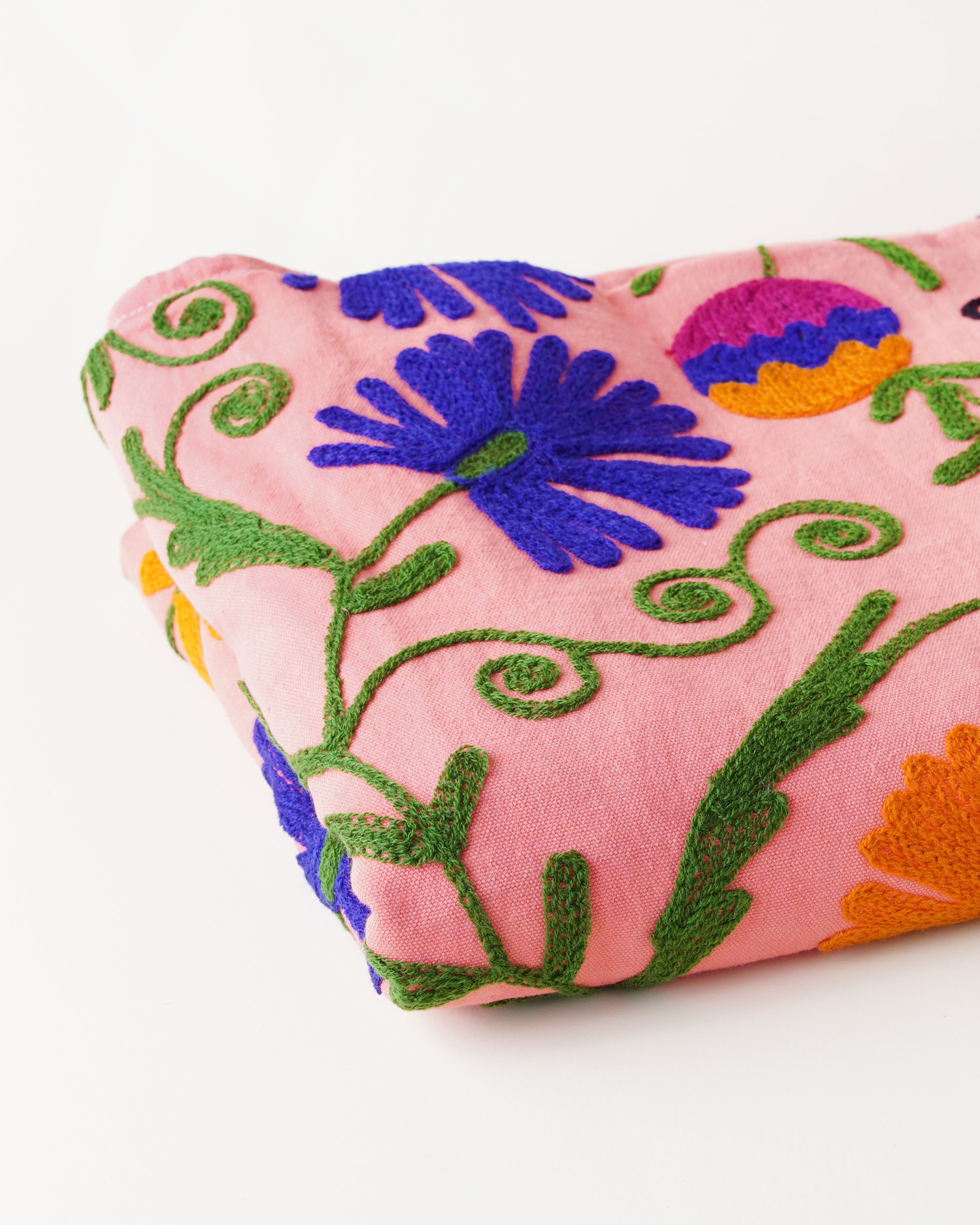 Suzani Throw Pink/Yellow & Blue Flower Boarder