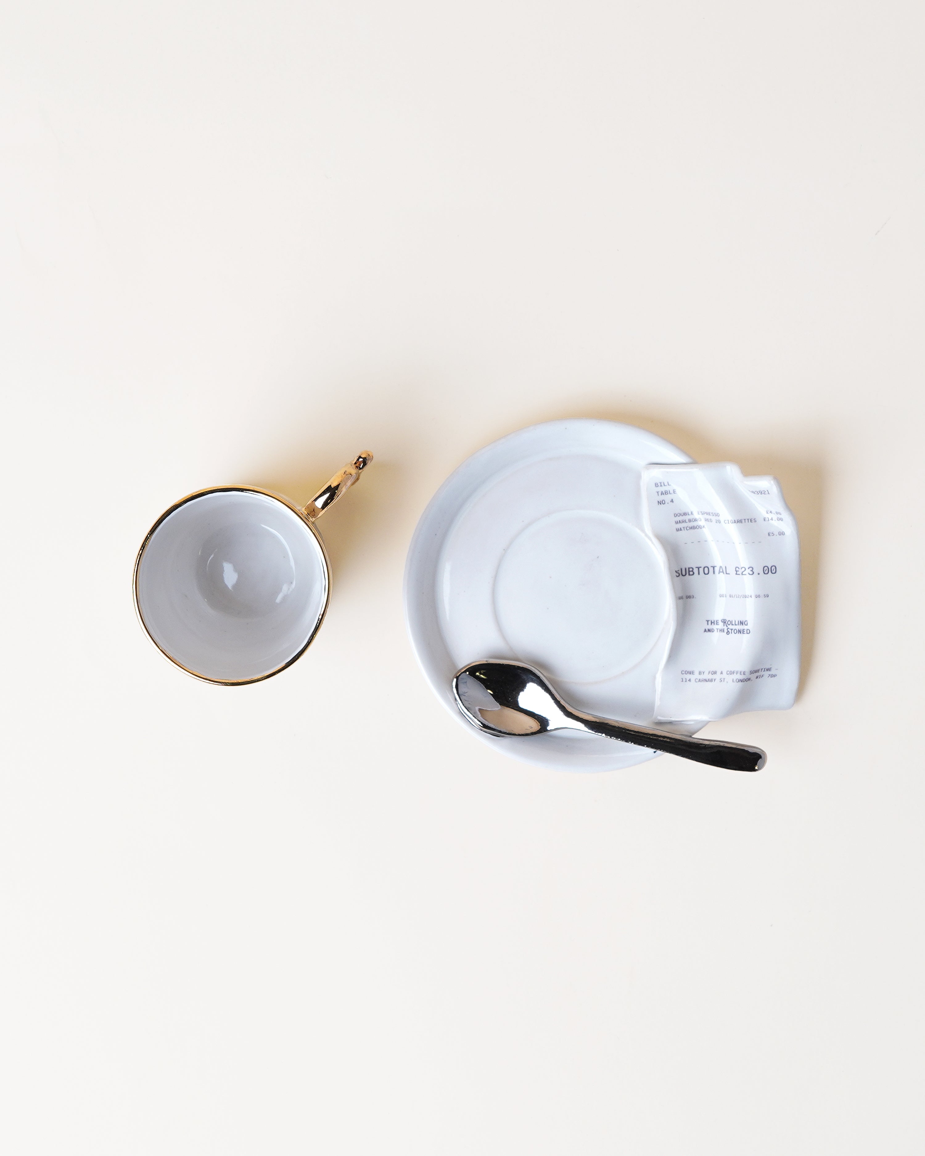 The Nouveau Curl Espresso Cup & Receipt
