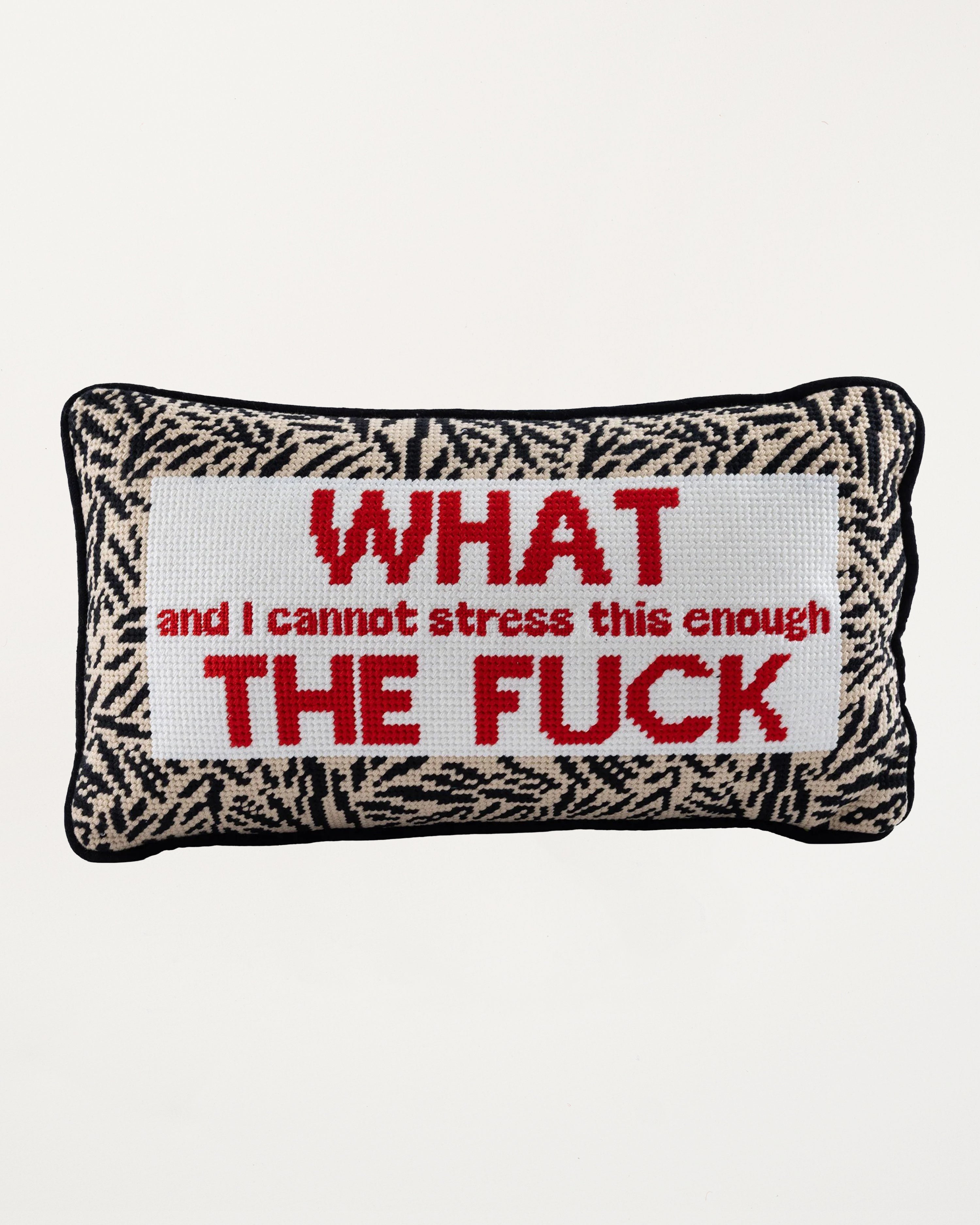 WTF Needlepoint Pillow