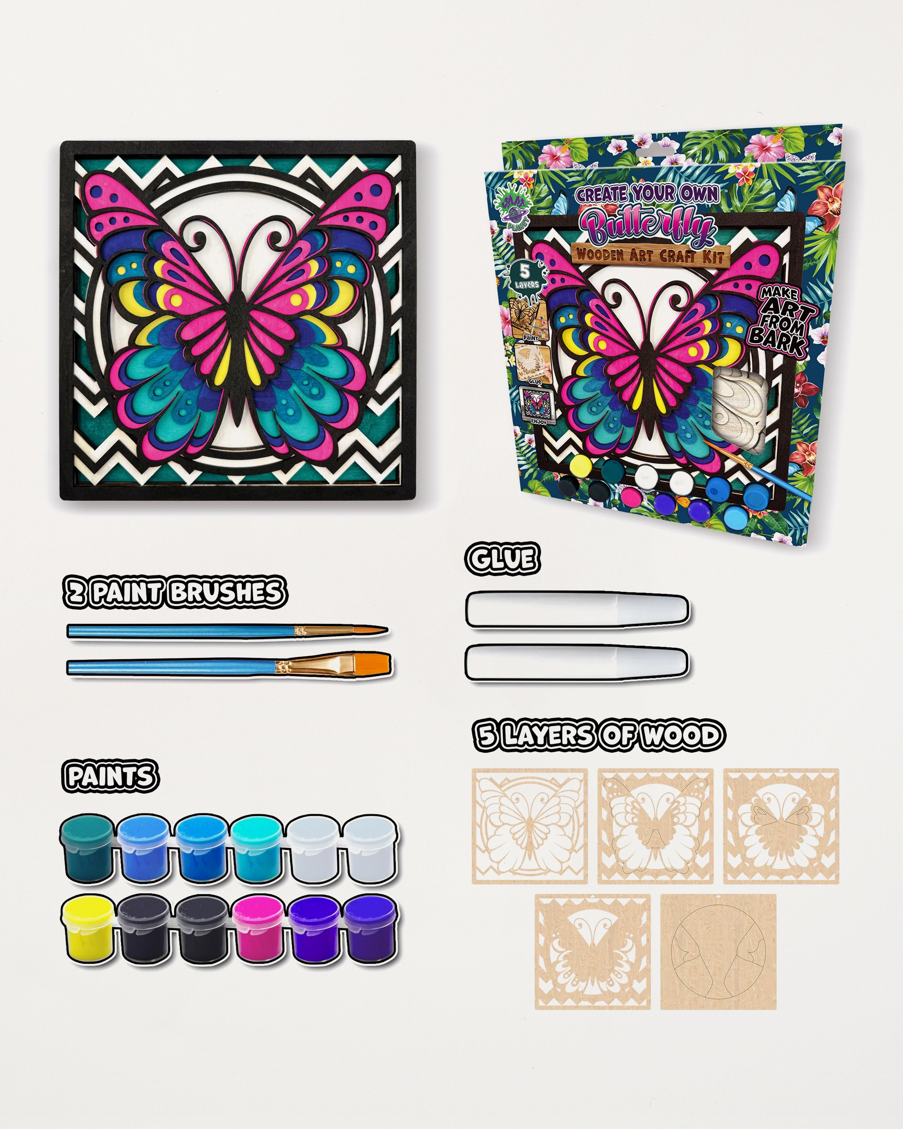 Wooden Butterfly Art Kit