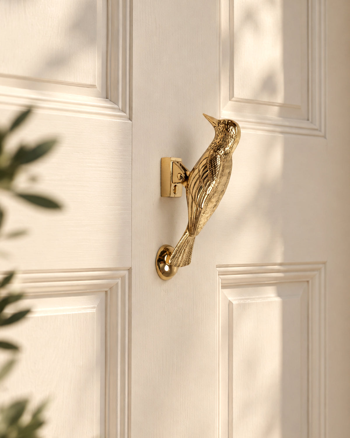 Woodpecker Door Knocker Polished Brass