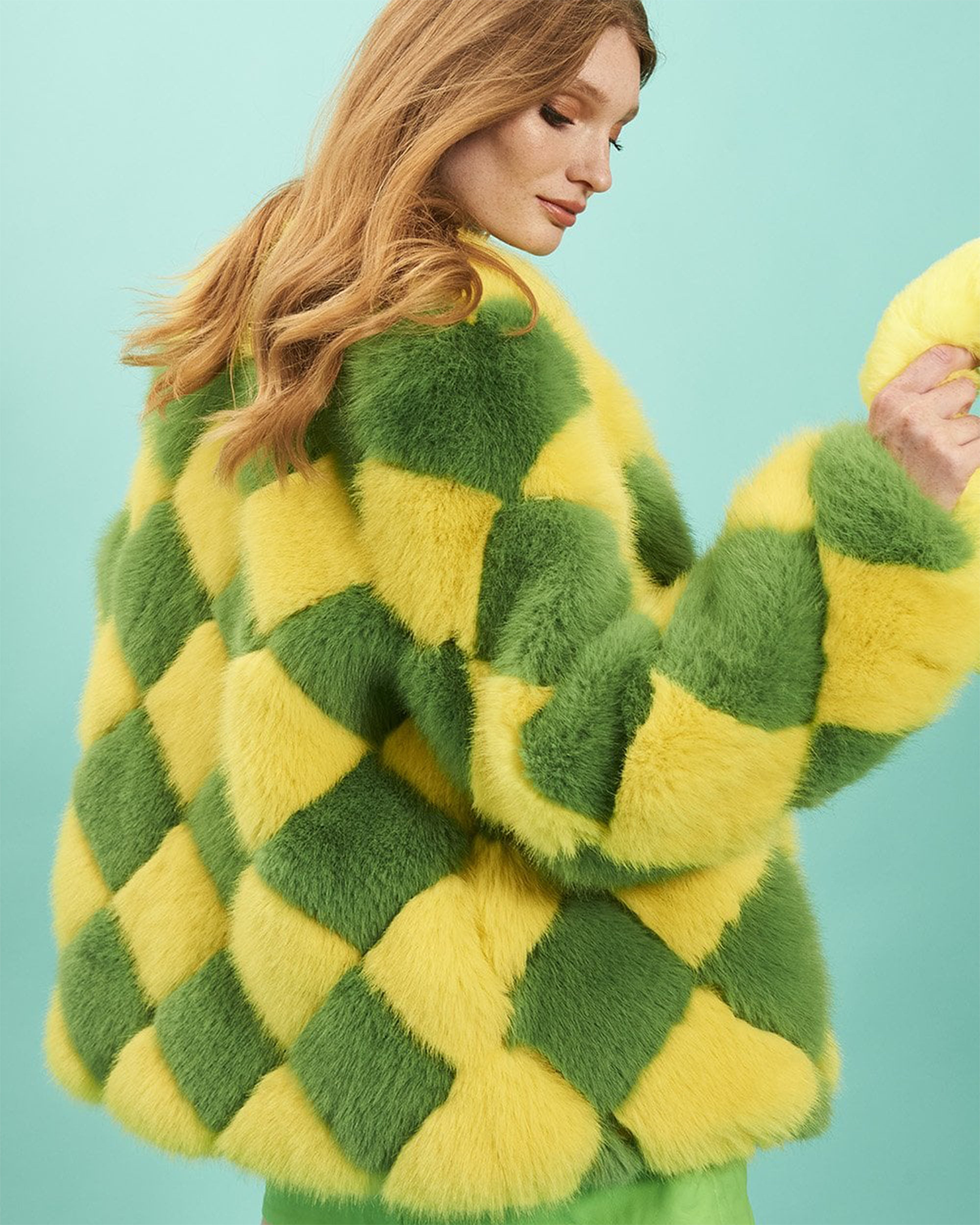 Yellow & Green Diamond Coat S/M
