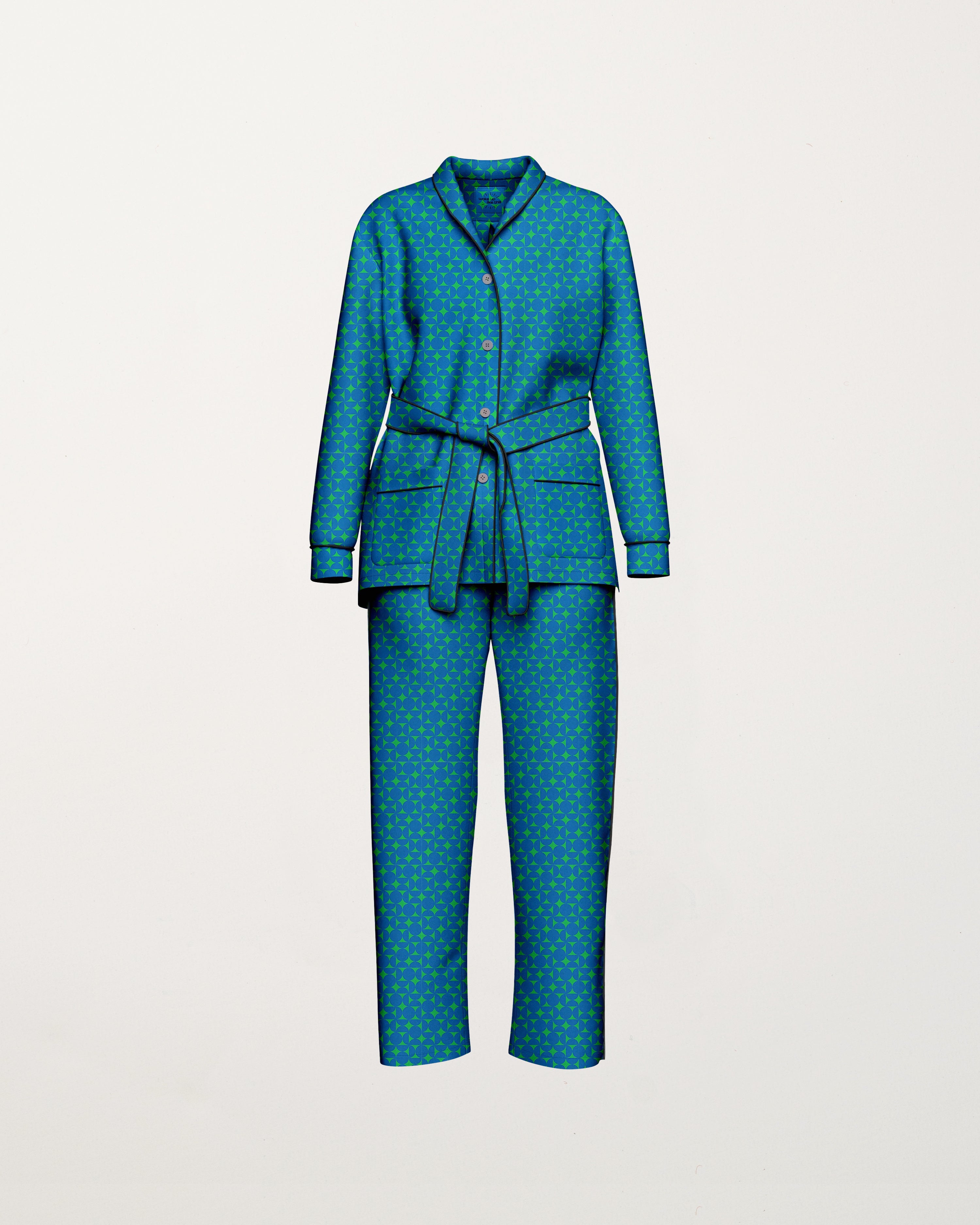 Blue-Green Pyjamas Set S