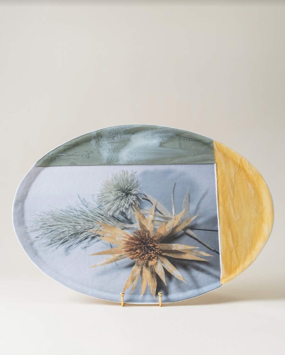 Grey/Yellow Flower Tray