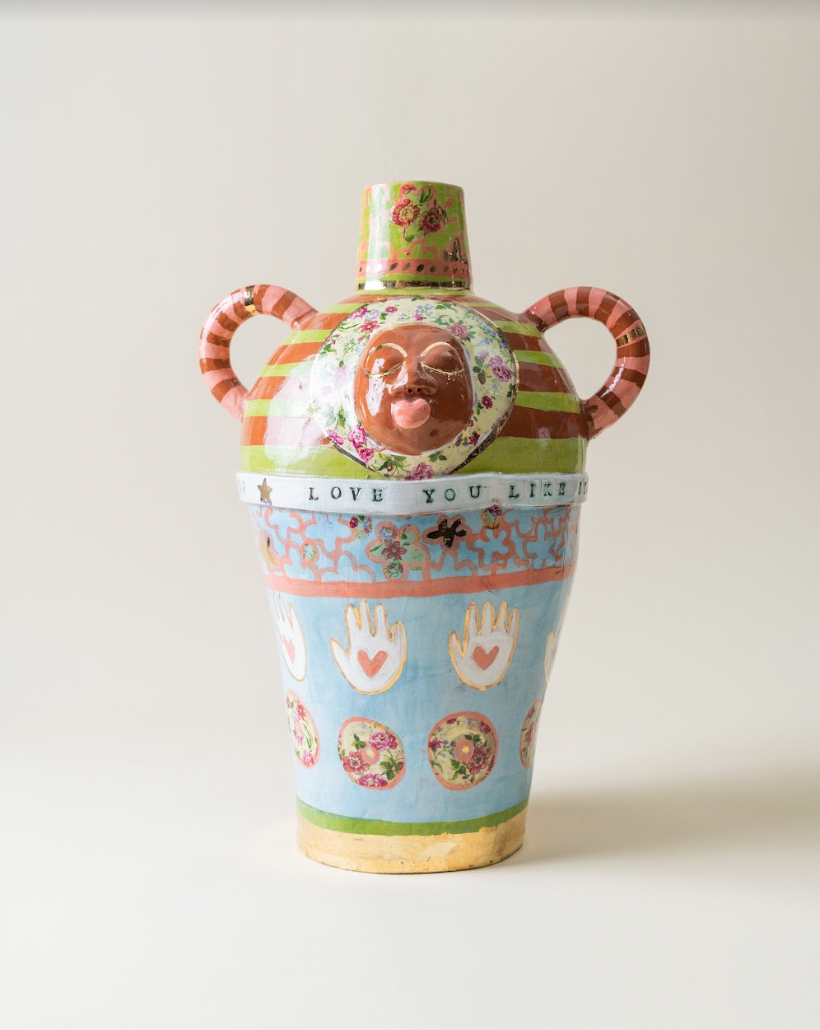Large Face Urn/Hands