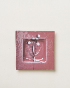 Grass Square Plate - Pale Plum & White