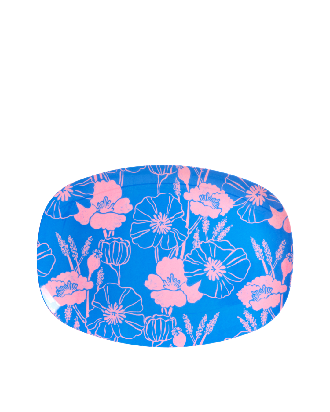Melamine Rectangular Plate/Blue Poppies Love