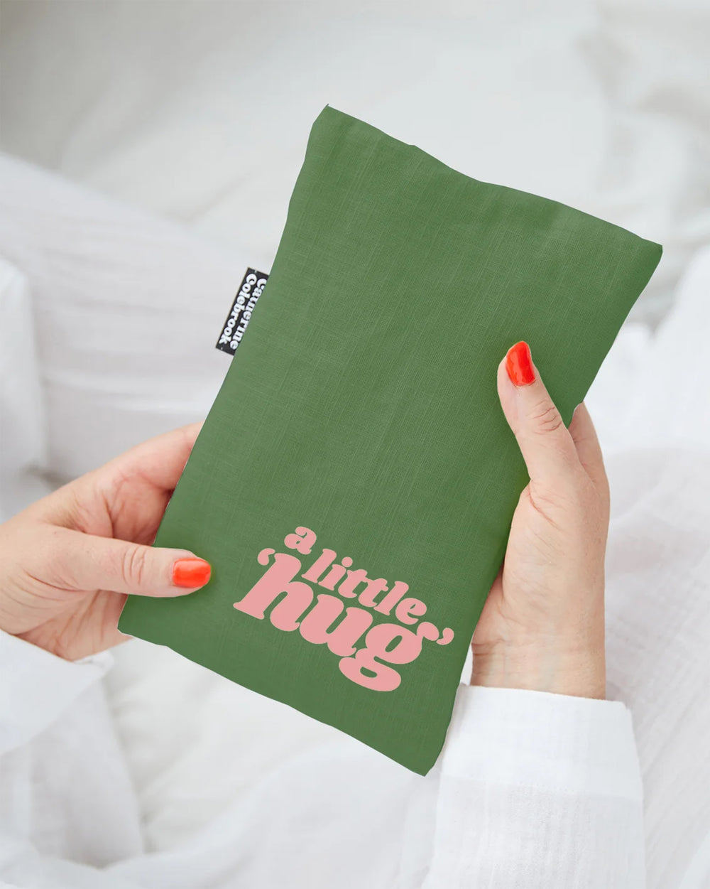 A Little Hug Cute Hot Water Bottle Green/Salmon Pink