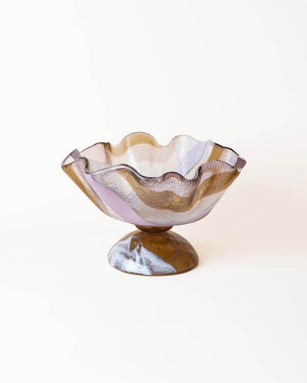 Alzata Bowl Striped Pink/Bronze & Bronze D22cm