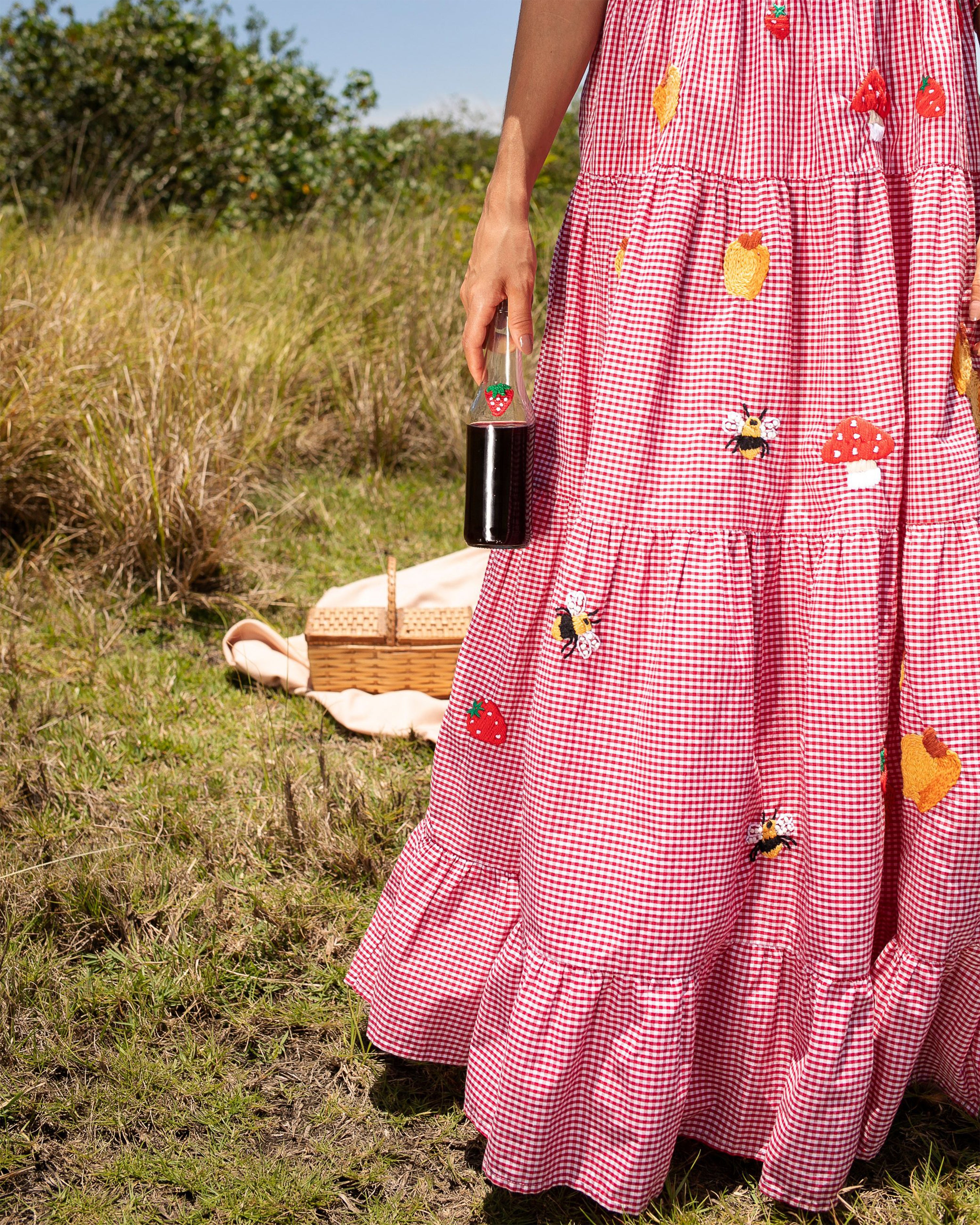 Amanda Sweet Dress with Sleeve Red Vichy