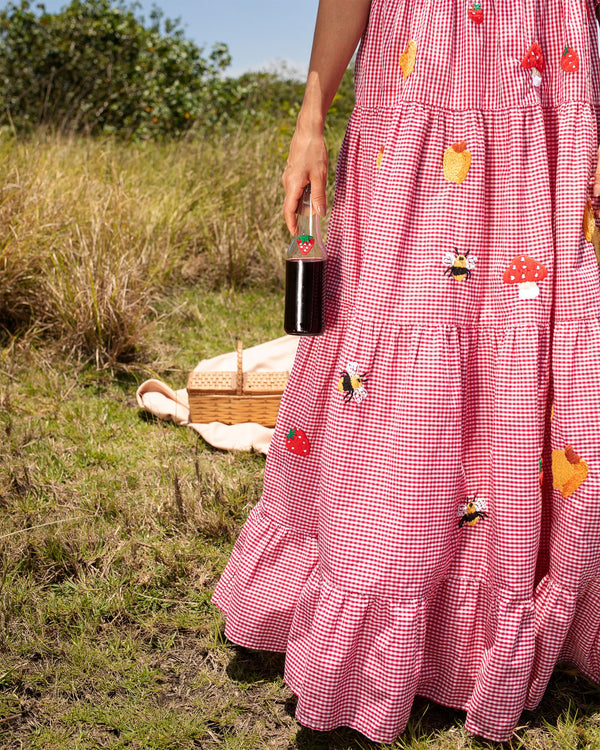 Amanda Sweet Dress with Sleeve Red Vichy