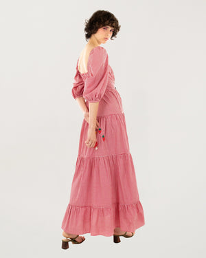 Amanda Sweet Dress with Sleeve Red Vichy