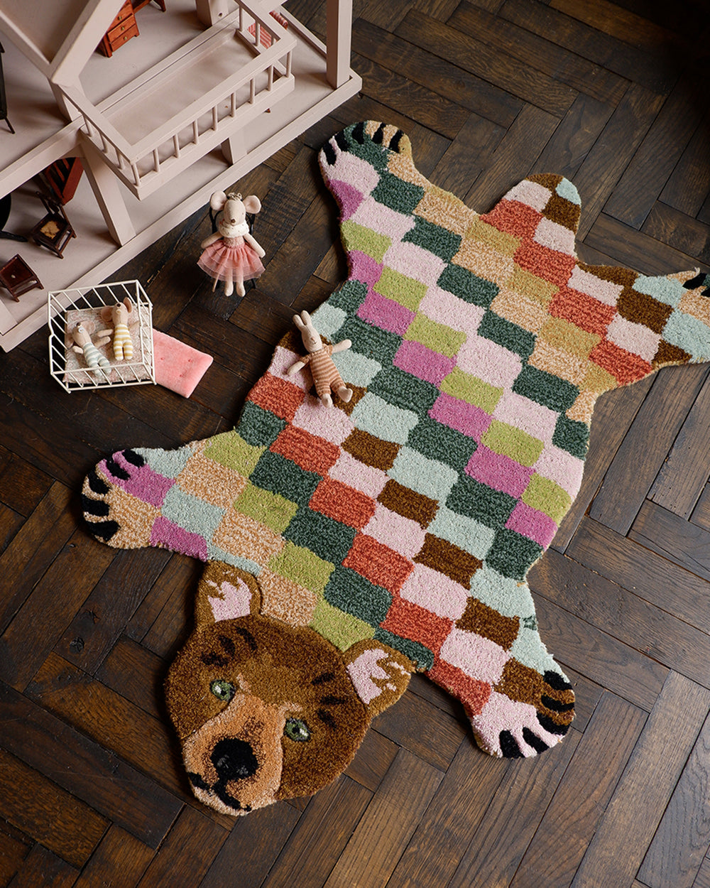 Archie Check Bear Rug Small
