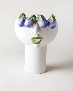 Aubergines Medium Vase Long Neck