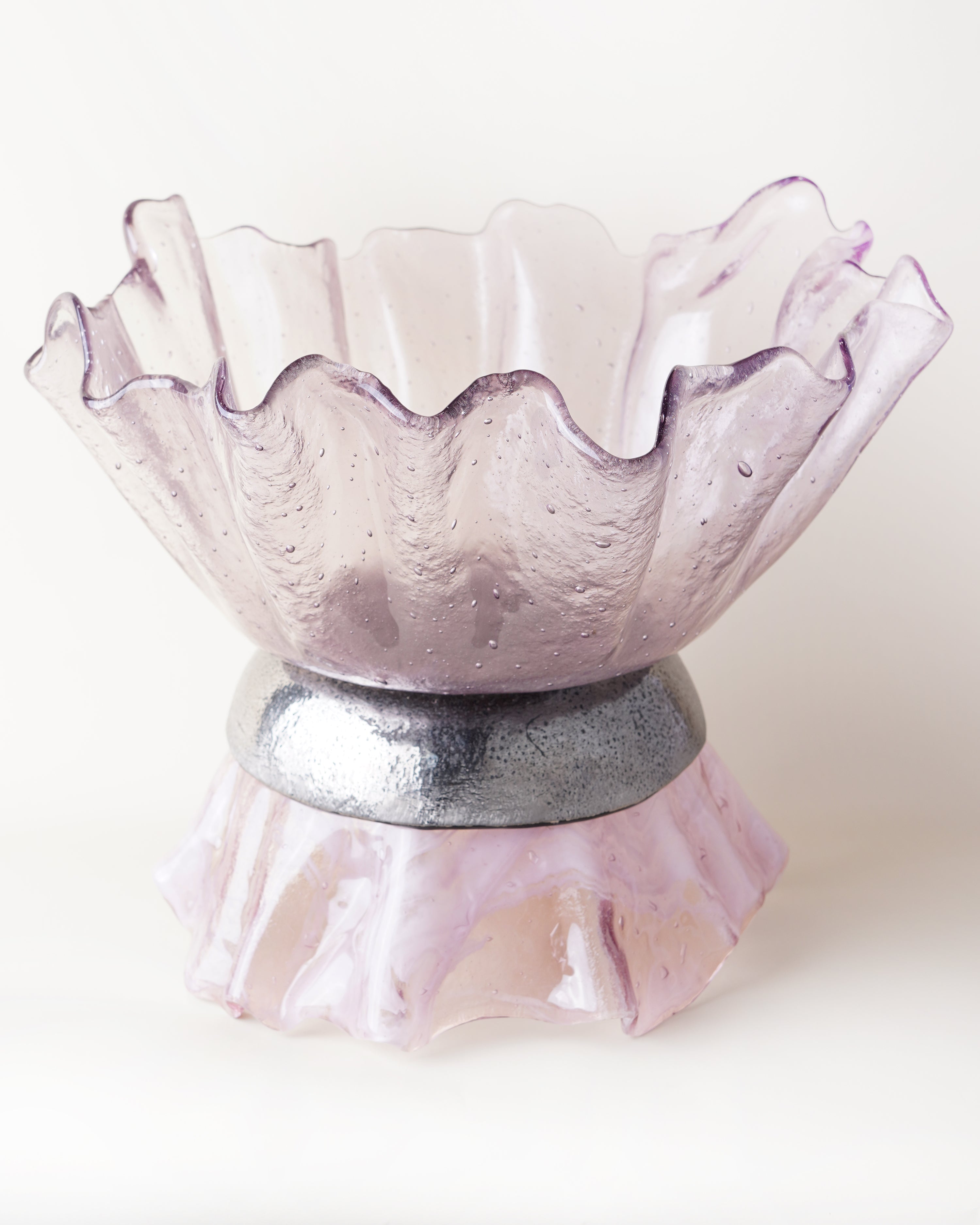 Ballarina Bowl Dark Pink, Silver & Marble Pink D40cm