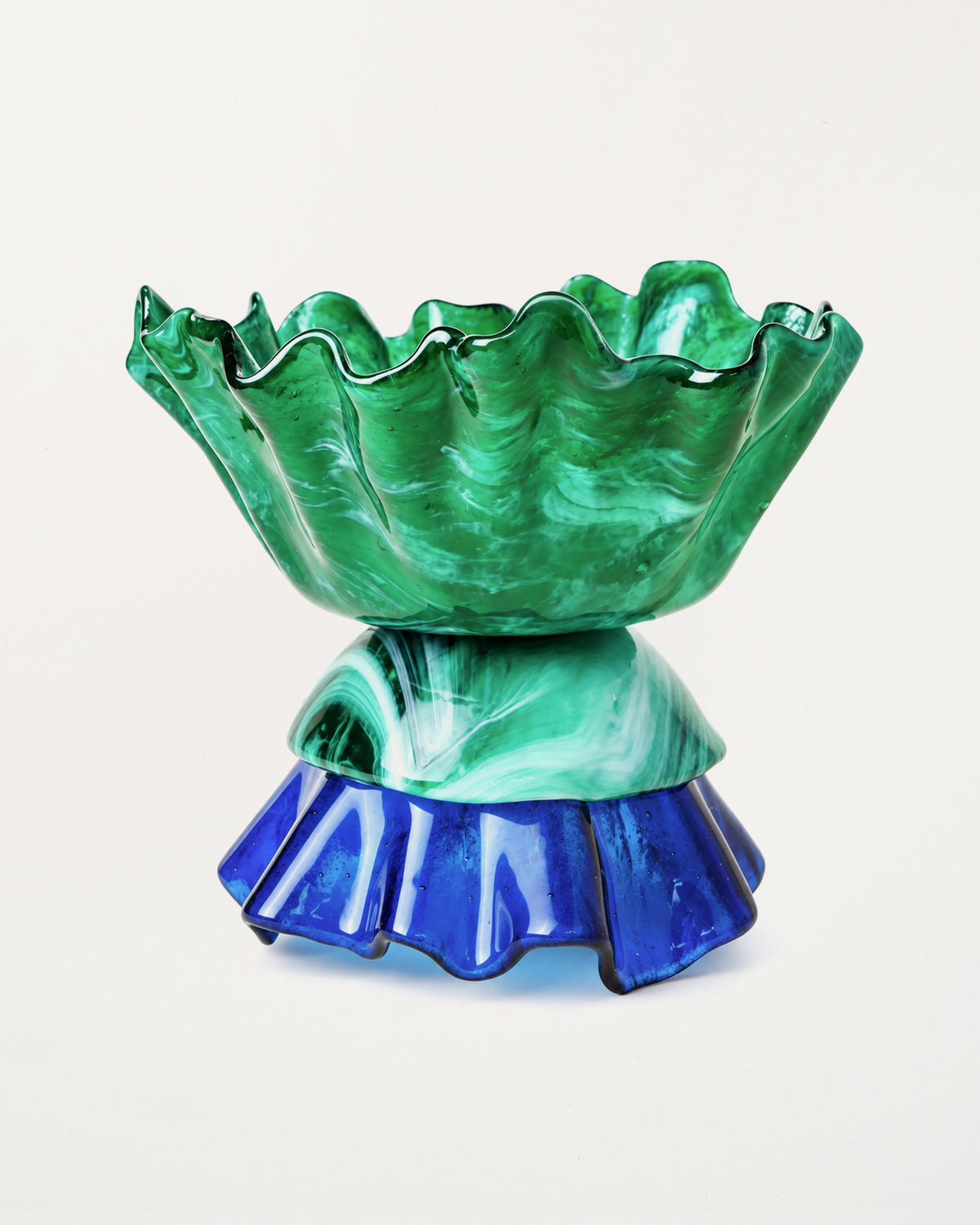 Ballarina Bowl Marble Dark Green, Solid Marble Dark Green & Avio Blue D27cm