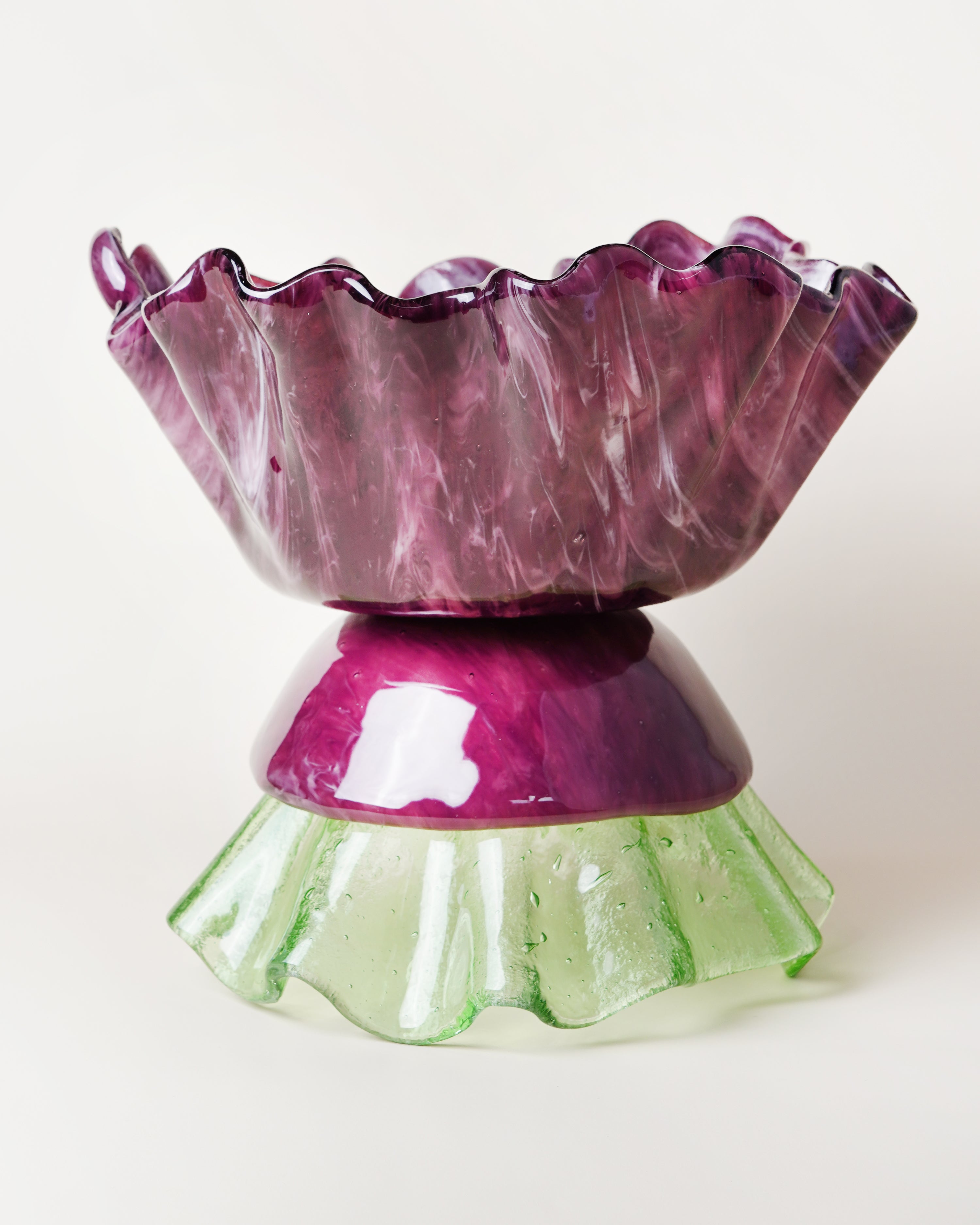 Ballarina Bowl Marble Plum, Solid Marble Plum & Mint Green D27cm