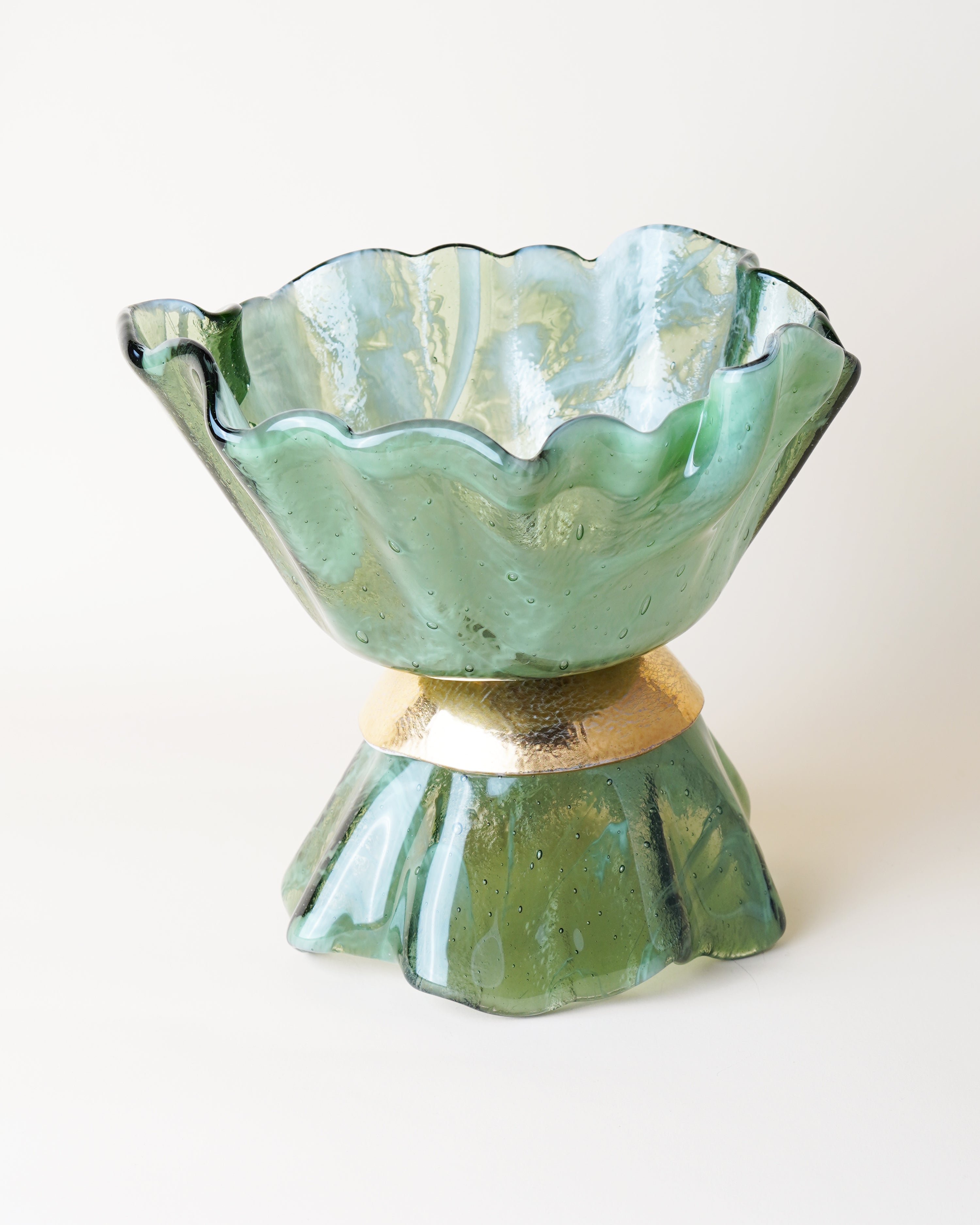 Ballarina Bowl Marble Sage, Gold & Marble Sage D22cm