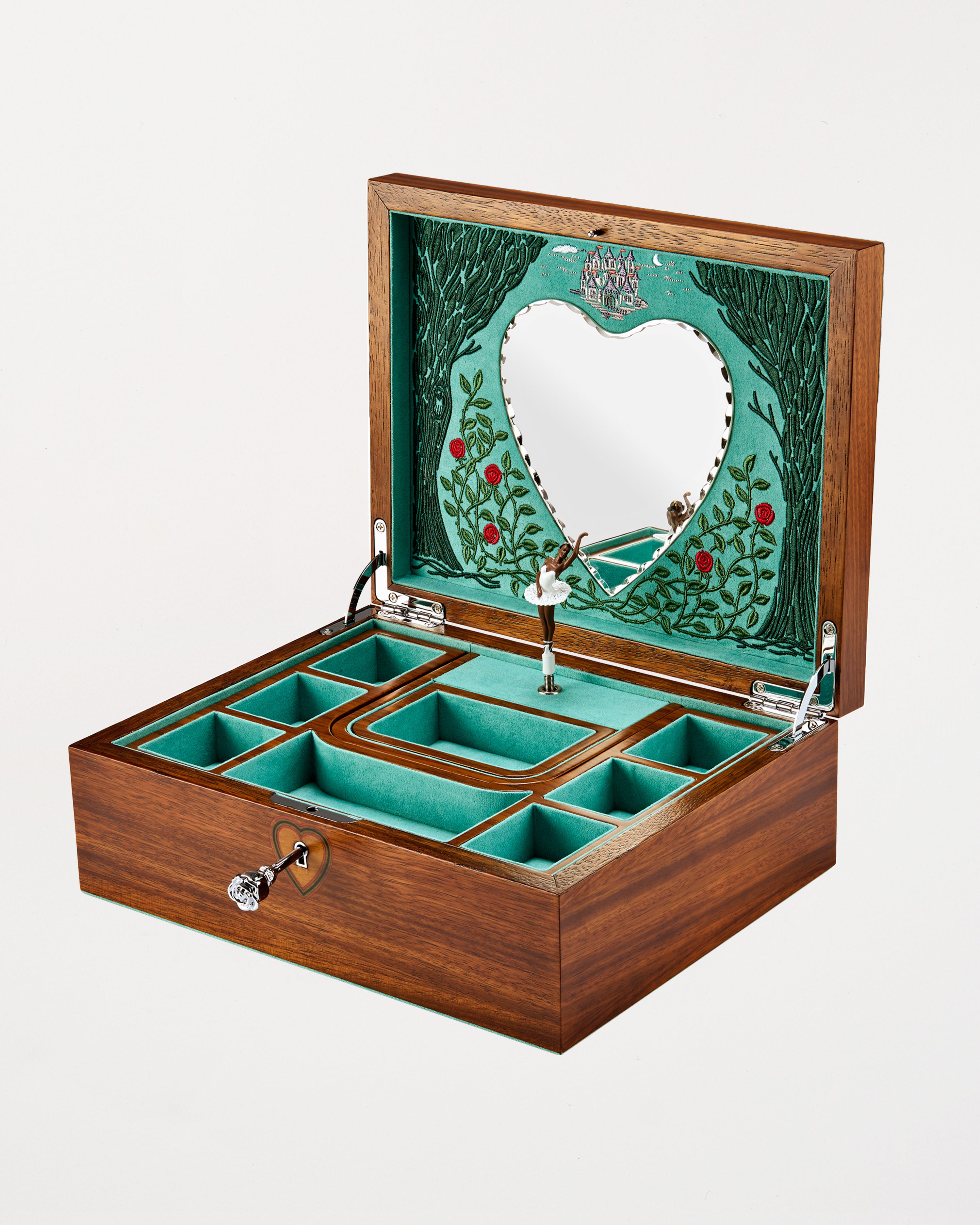 Ballet Musical Jewellery Box Sleeping Beauty Walnut Wood