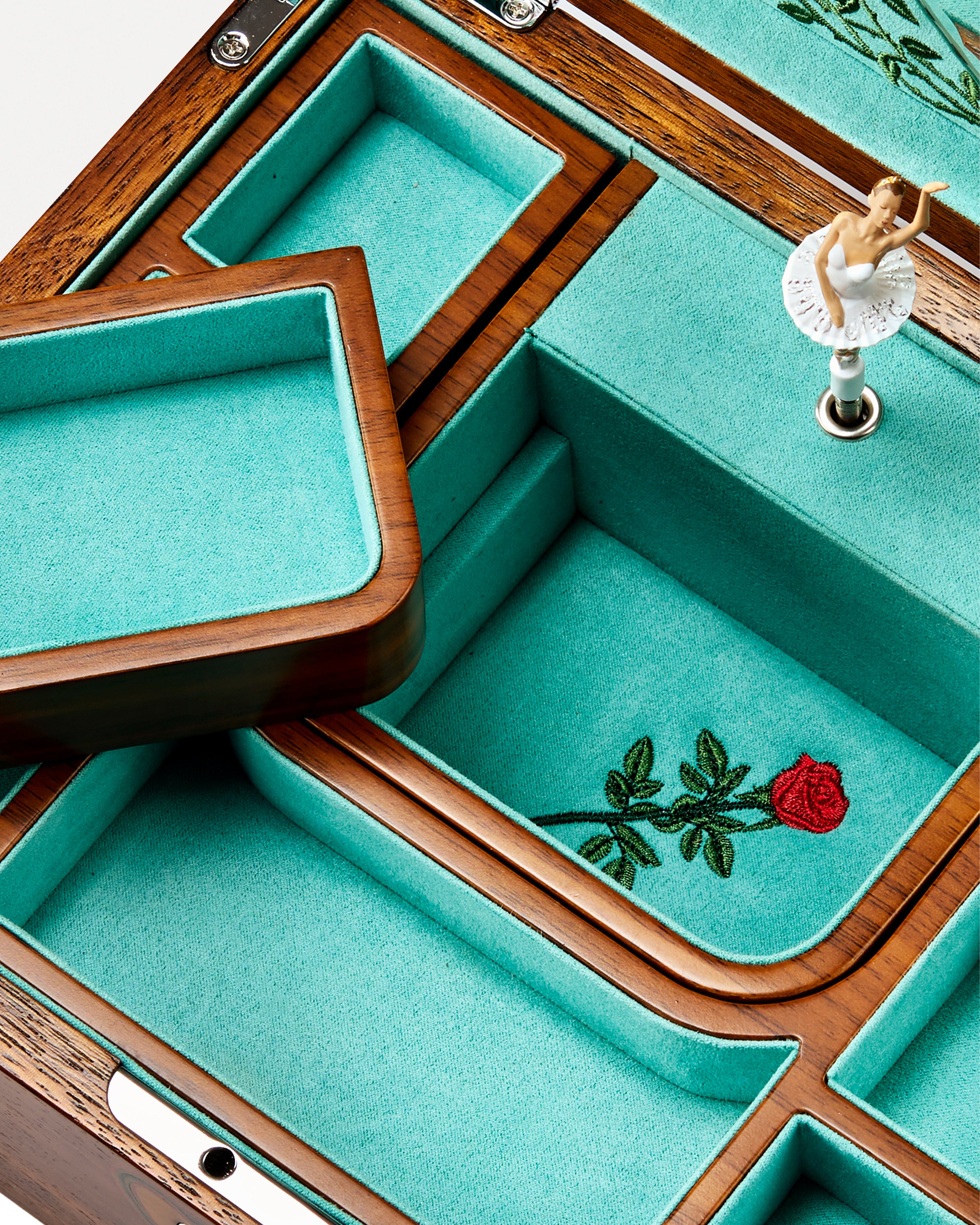 Ballet Musical Jewellery Box Sleeping Beauty Walnut Wood