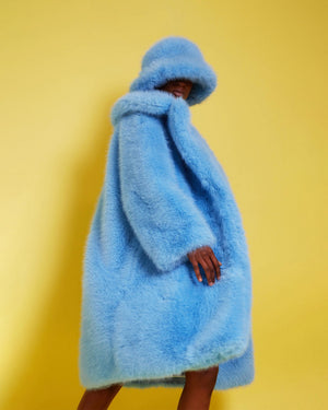 Bamboo Faux Fur Baby Blue Coat