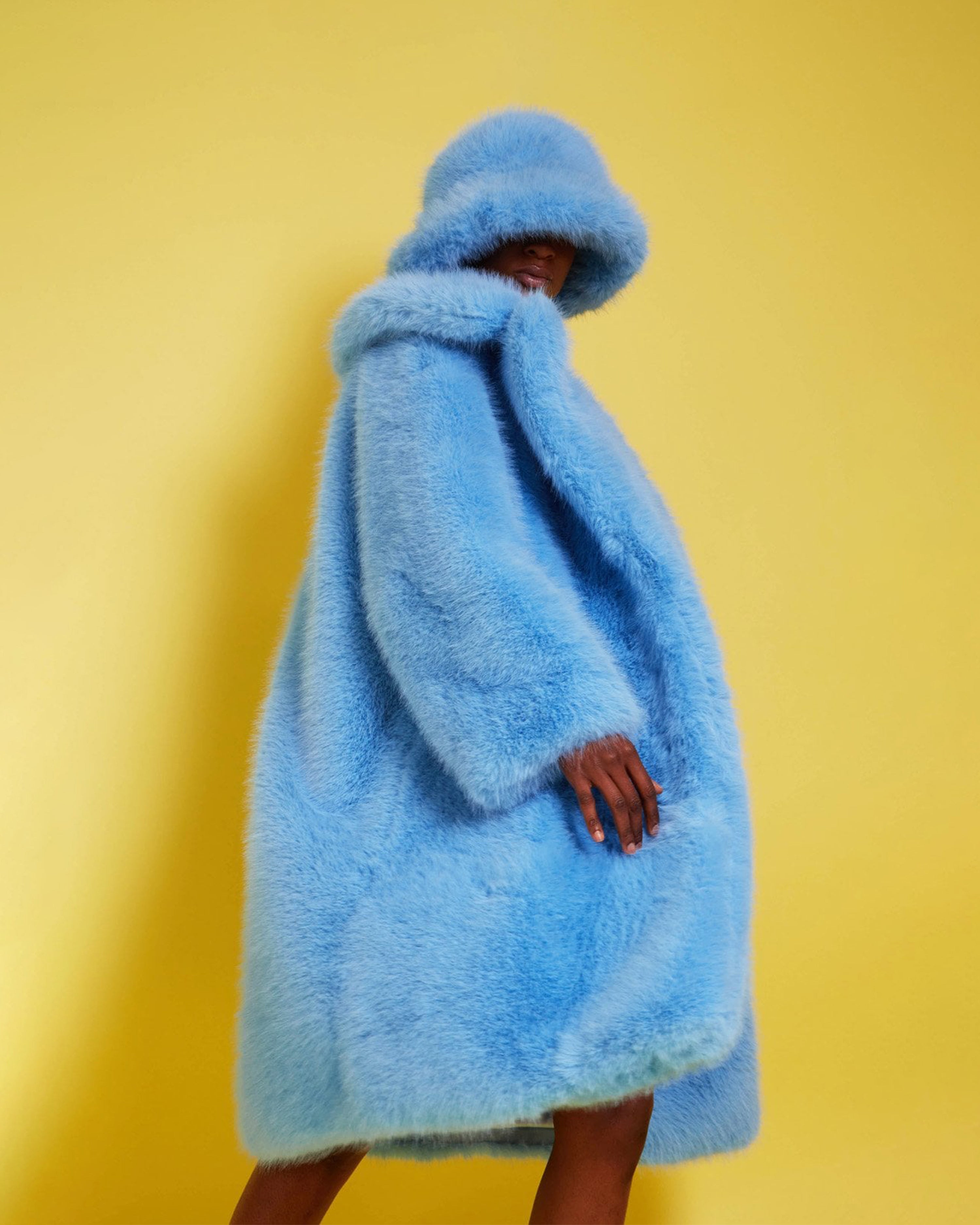 Bamboo Faux Fur Baby Blue Coat