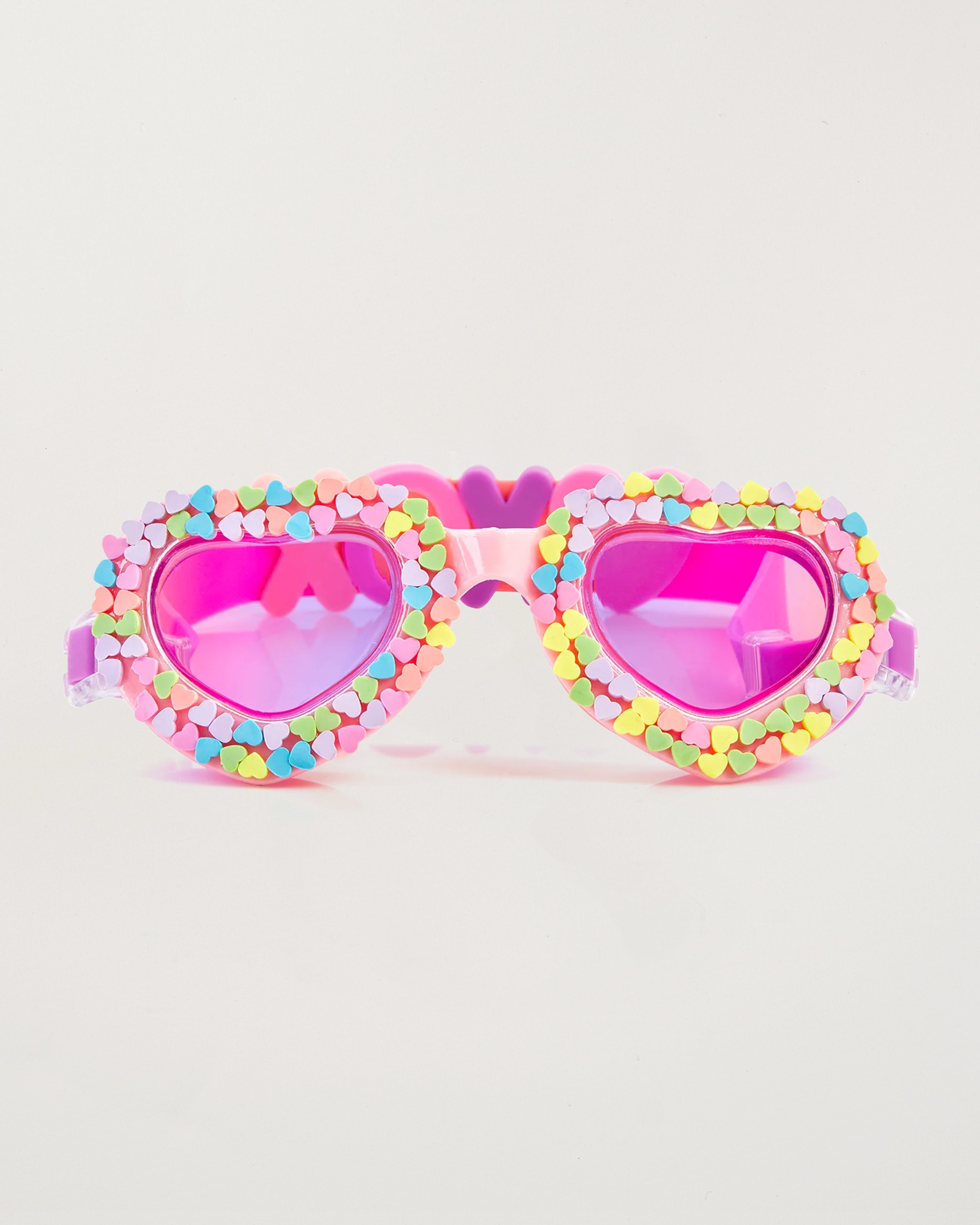 Be Mine Pastel Heart Candy Hearts Swim Goggles