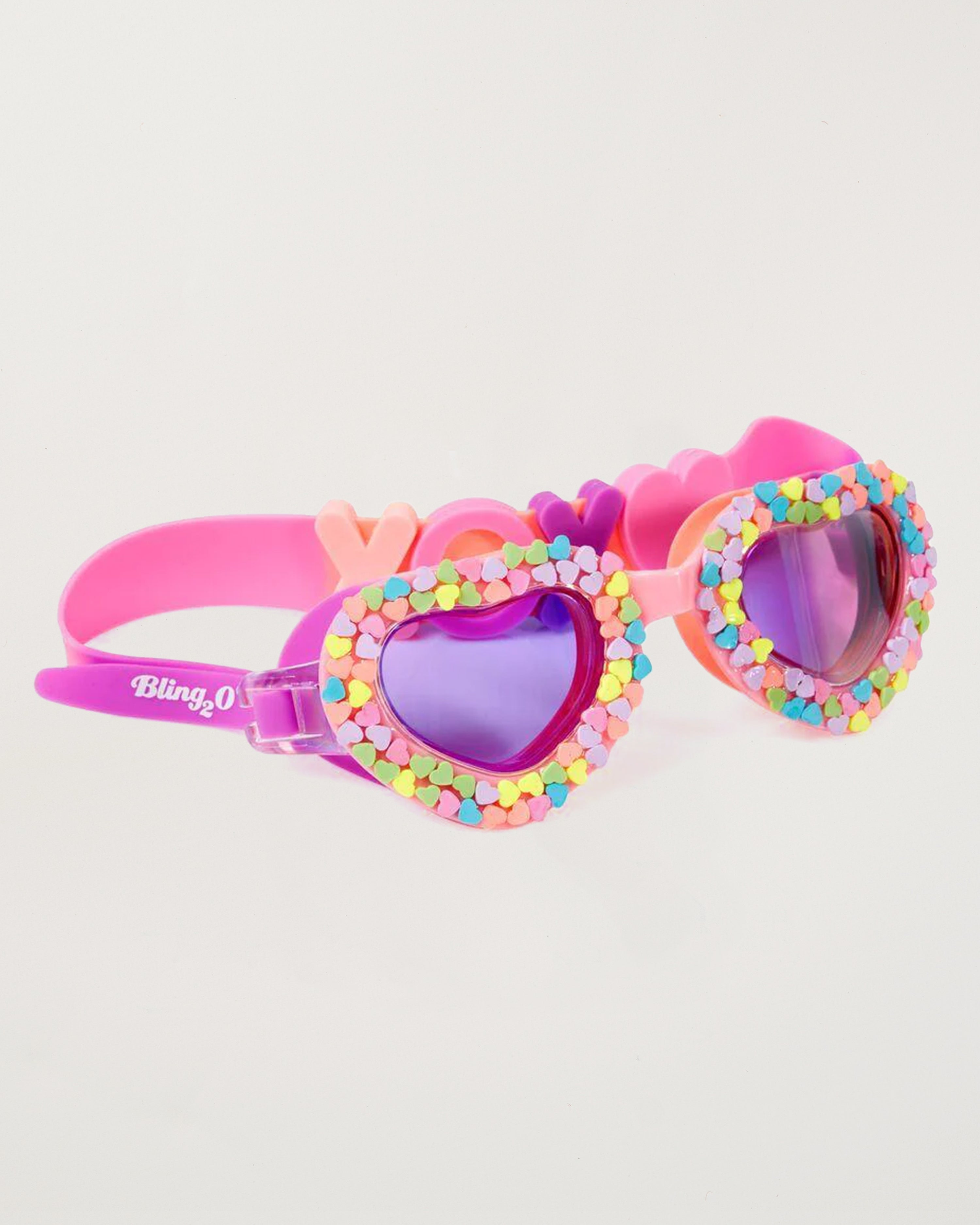 Be Mine Pastel Heart Candy Hearts Swim Goggles