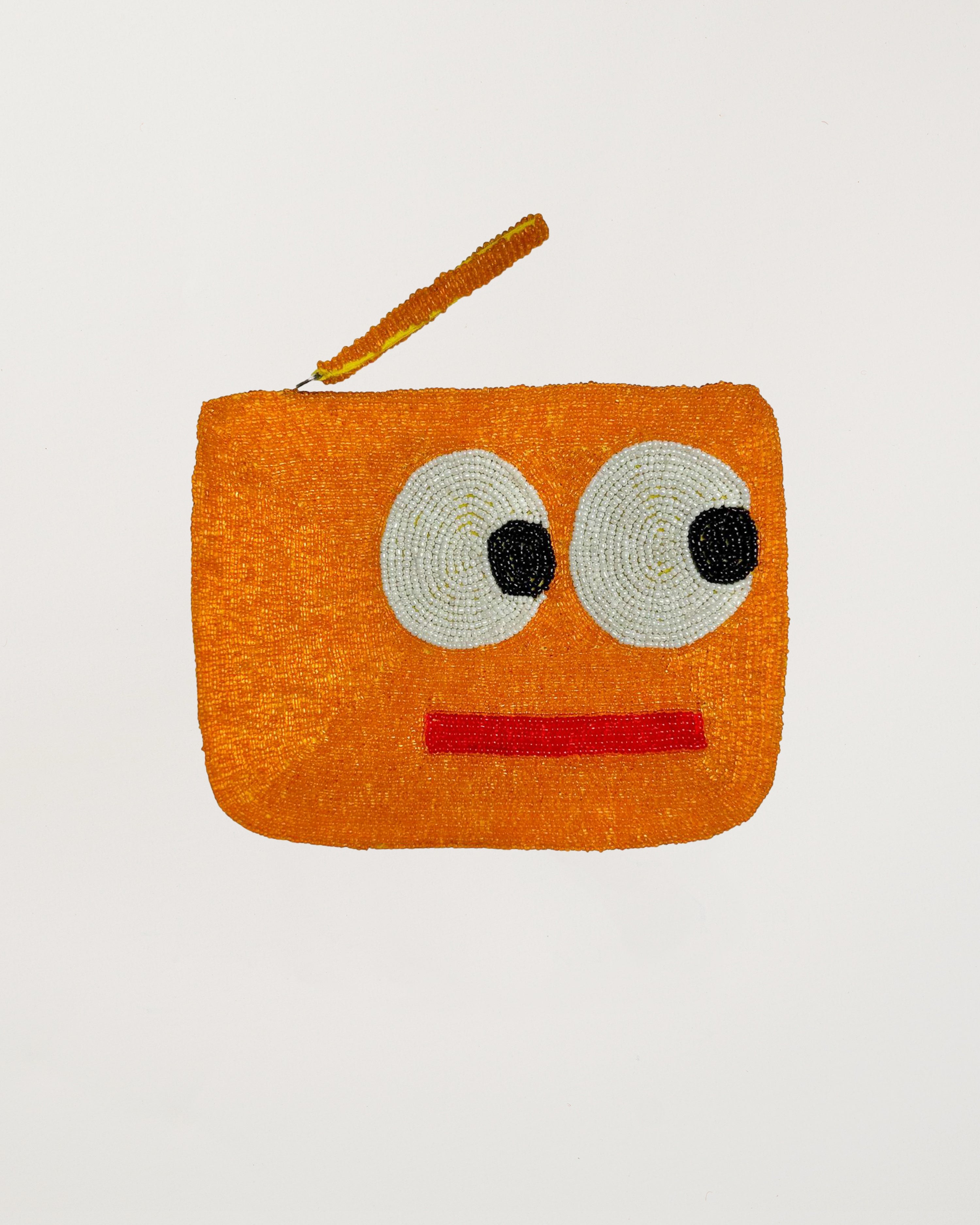 Big Eyes Mini Beaded Clutch Orange