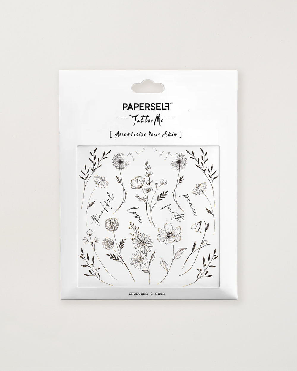 Black Flowers 2 Temporary Tattoos