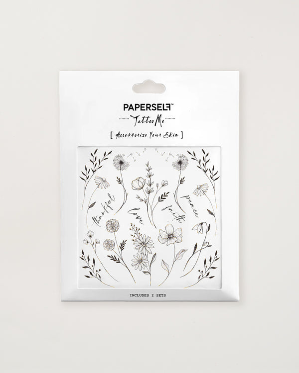 Black Flowers 2 Temporary Tattoos