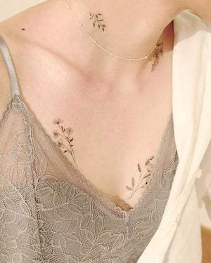 Black Flowers 2 Temporary Tattoos