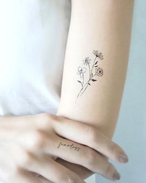 Black Flowers 2 Temporary Tattoos