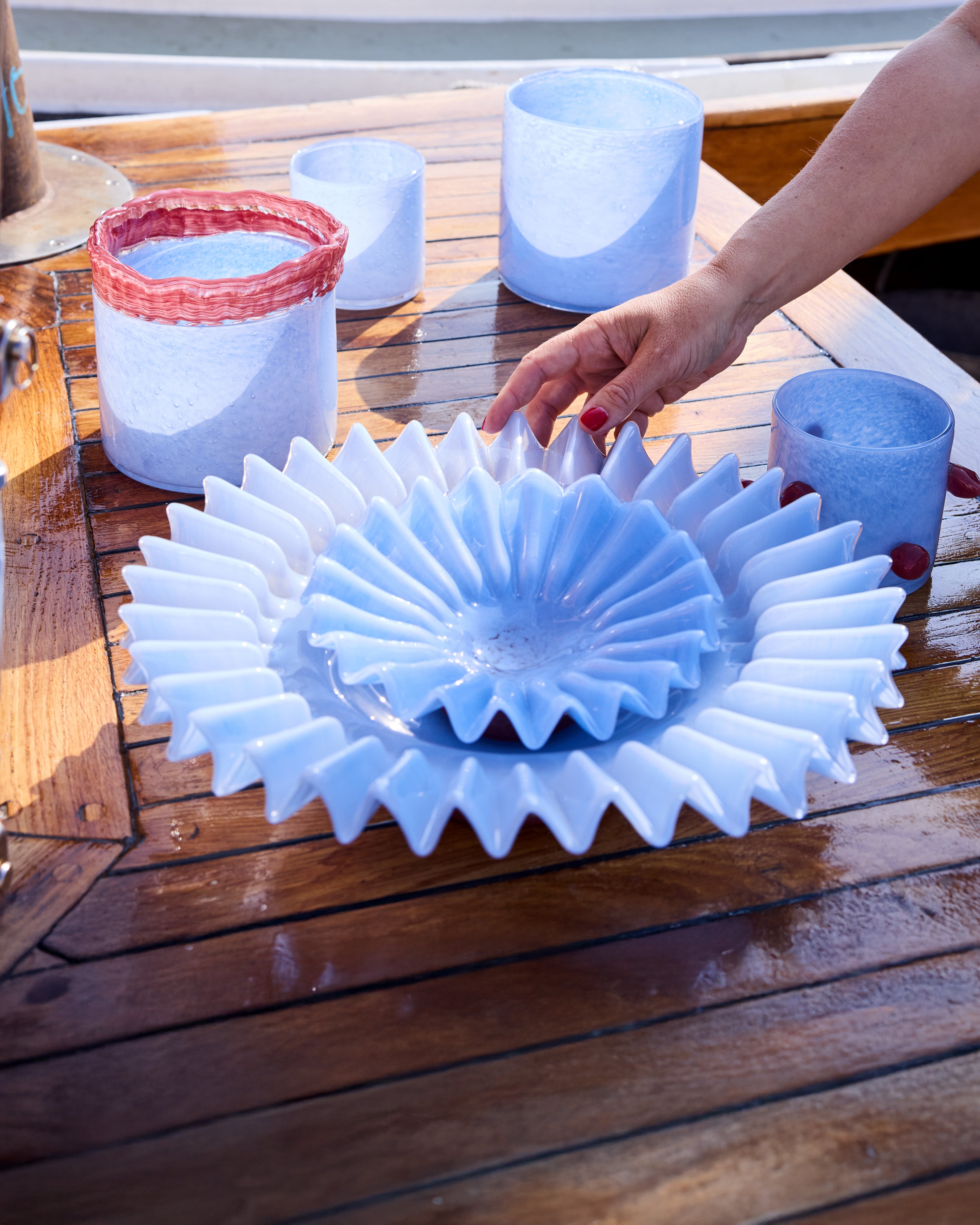 Bowl Lori M Light Blue/Bordeaux