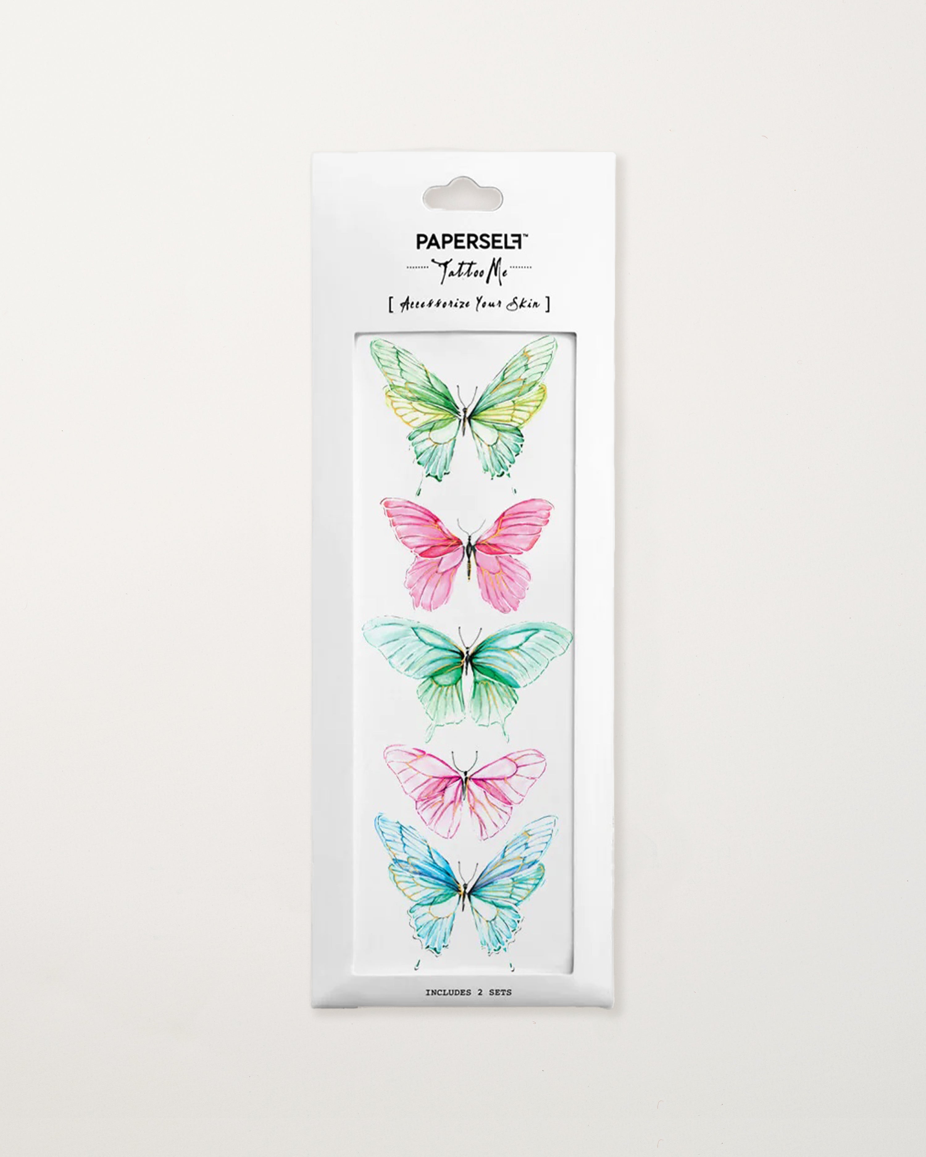 Pink/Green Butterfly Temporary Tattoos