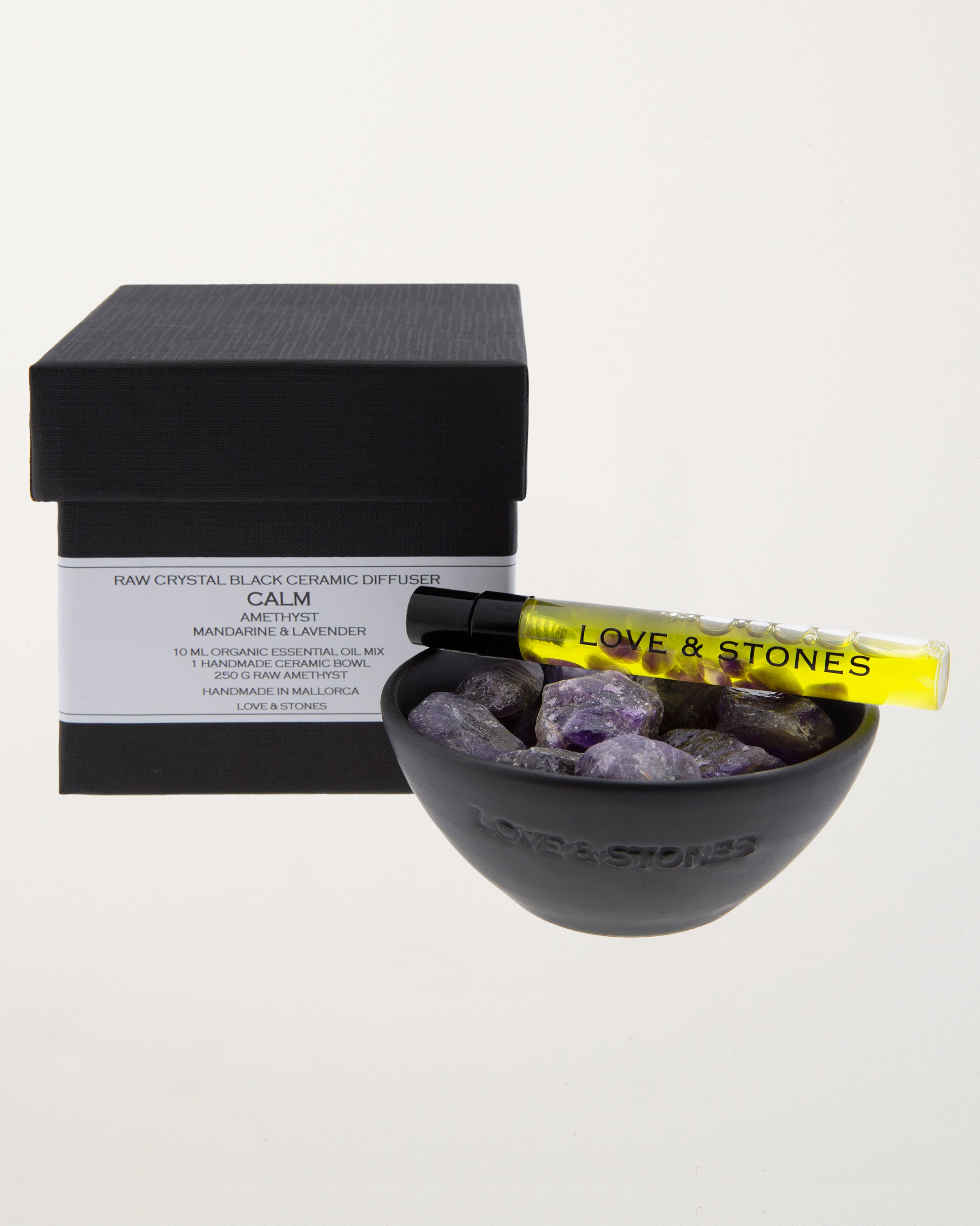 Calm Amethyst Crystal Black Ceramic Diffuser