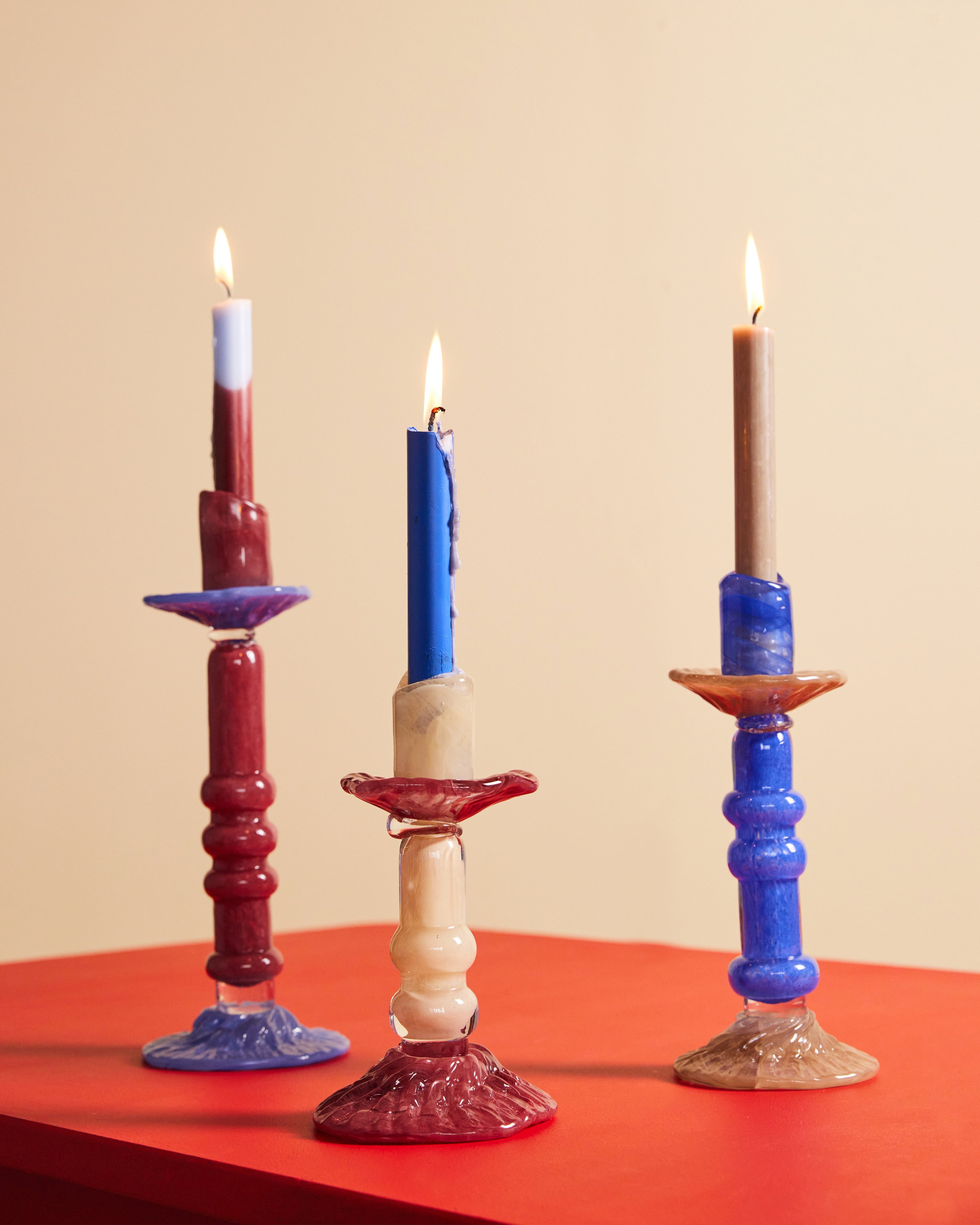 Candlestick Lara L Bordeaux/Blue