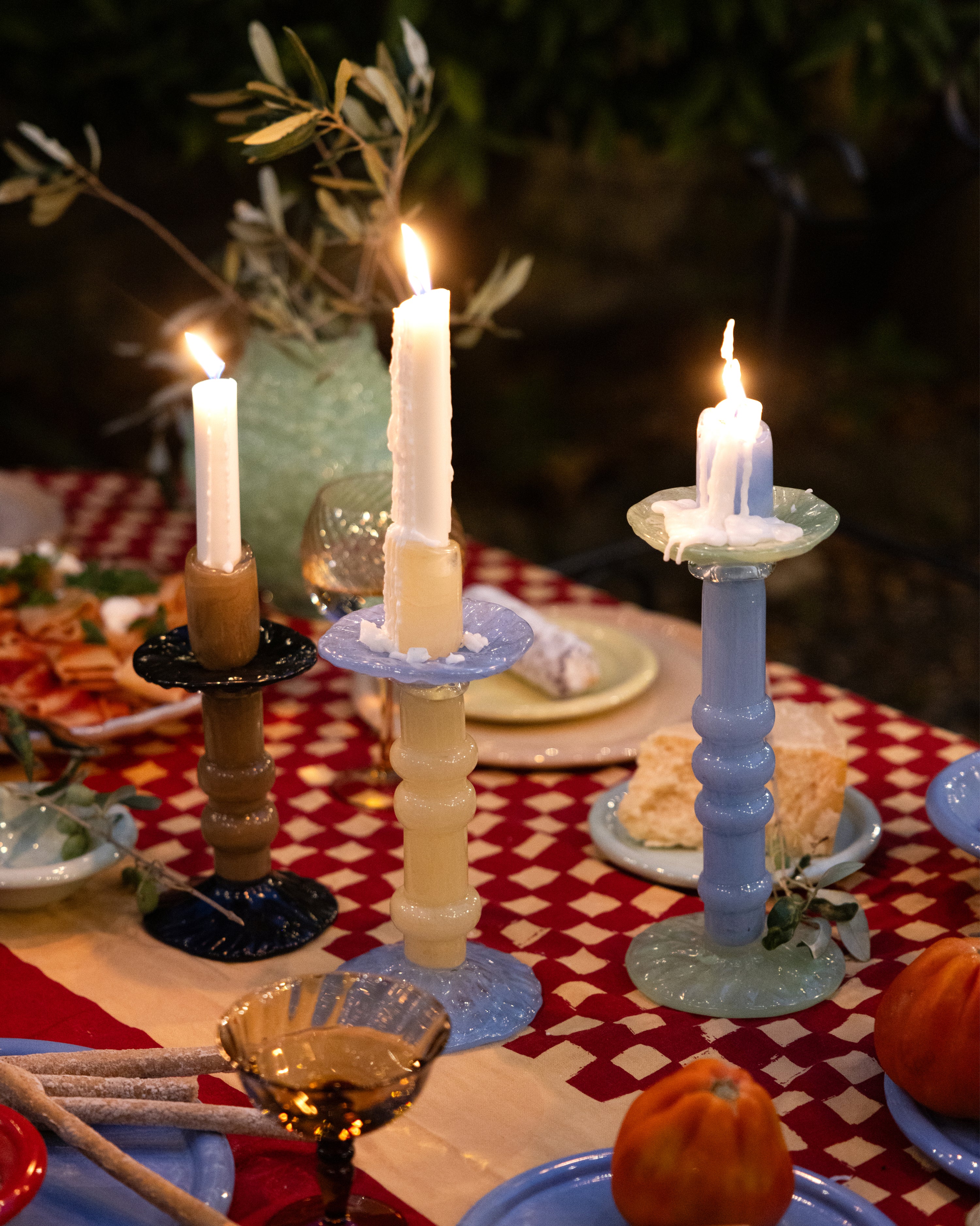 Candlestick Lara L Light Blue/Minty Green