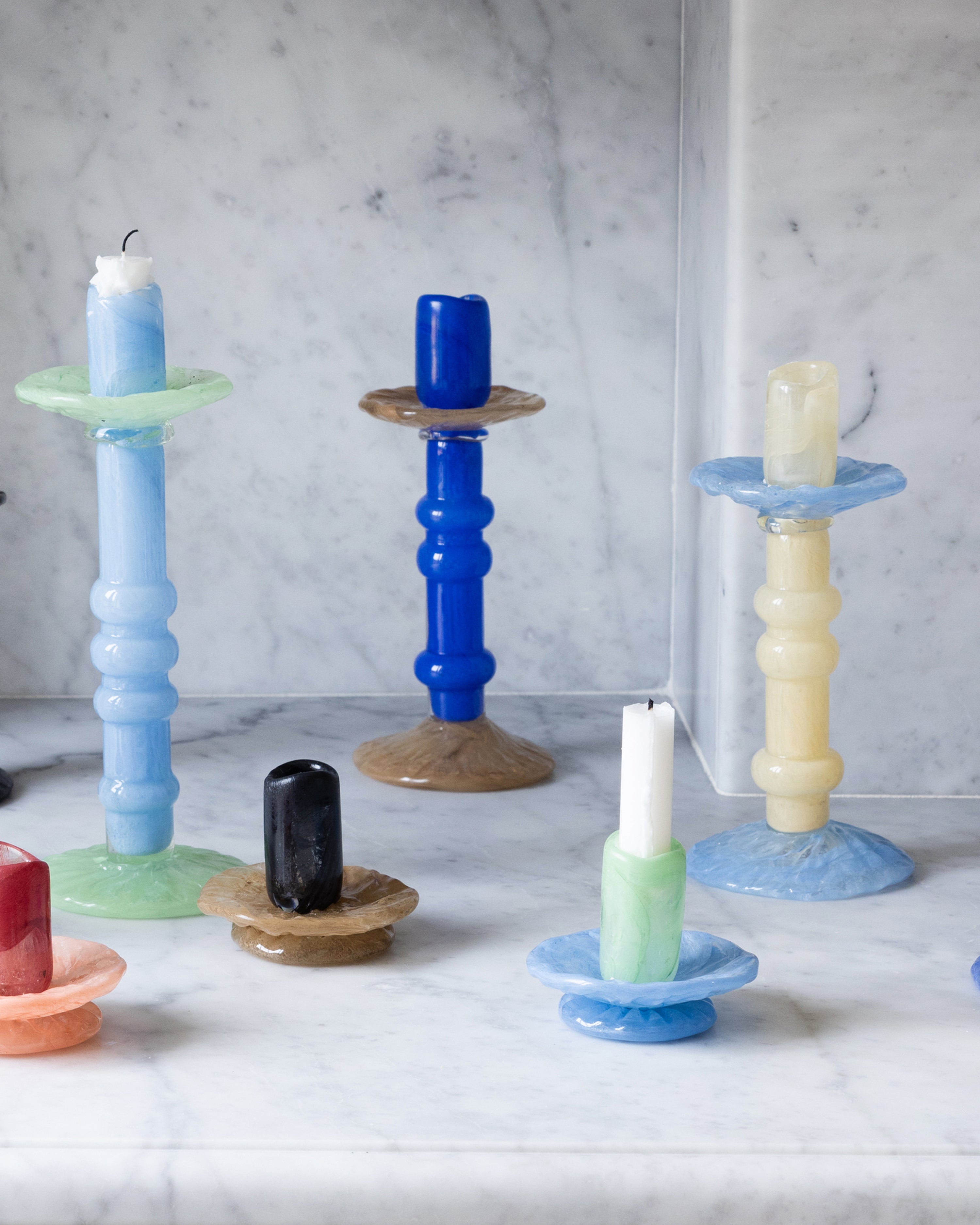 Candlestick Lara M Blue/Beige