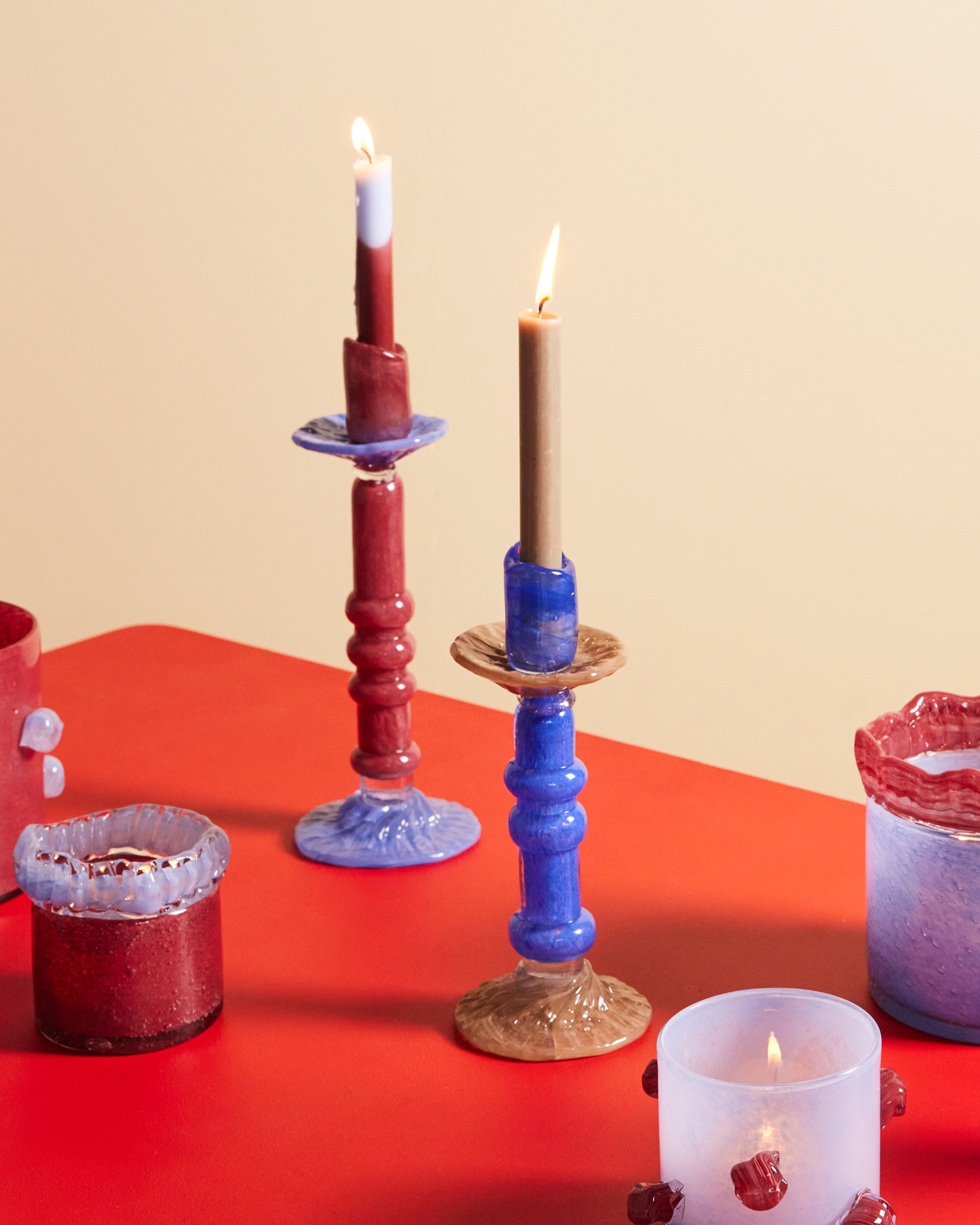 Candlestick Lara M Blue/Beige