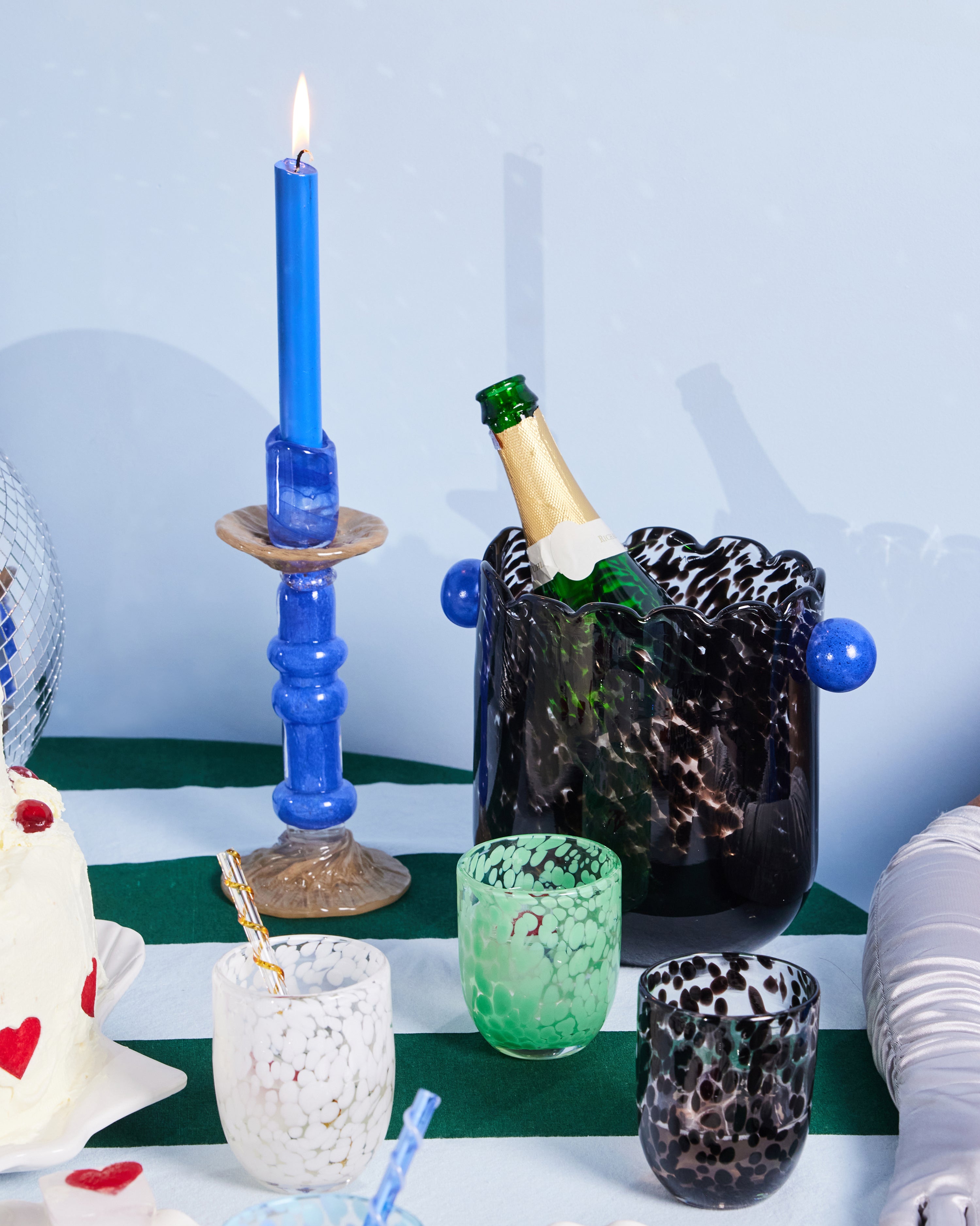 Candlestick Lara M Blue/Beige