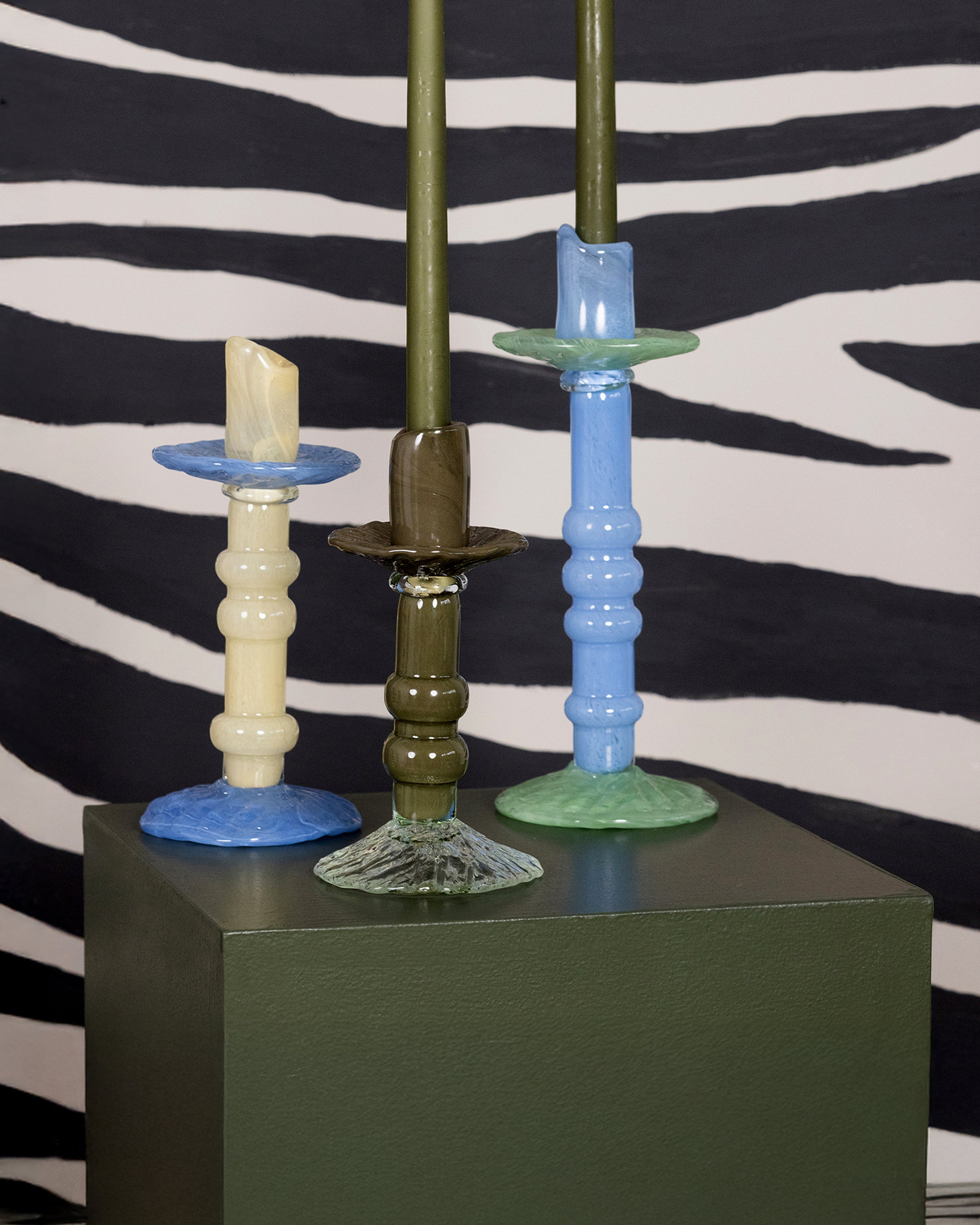 Candlestick Lara L Light Blue/Minty Green