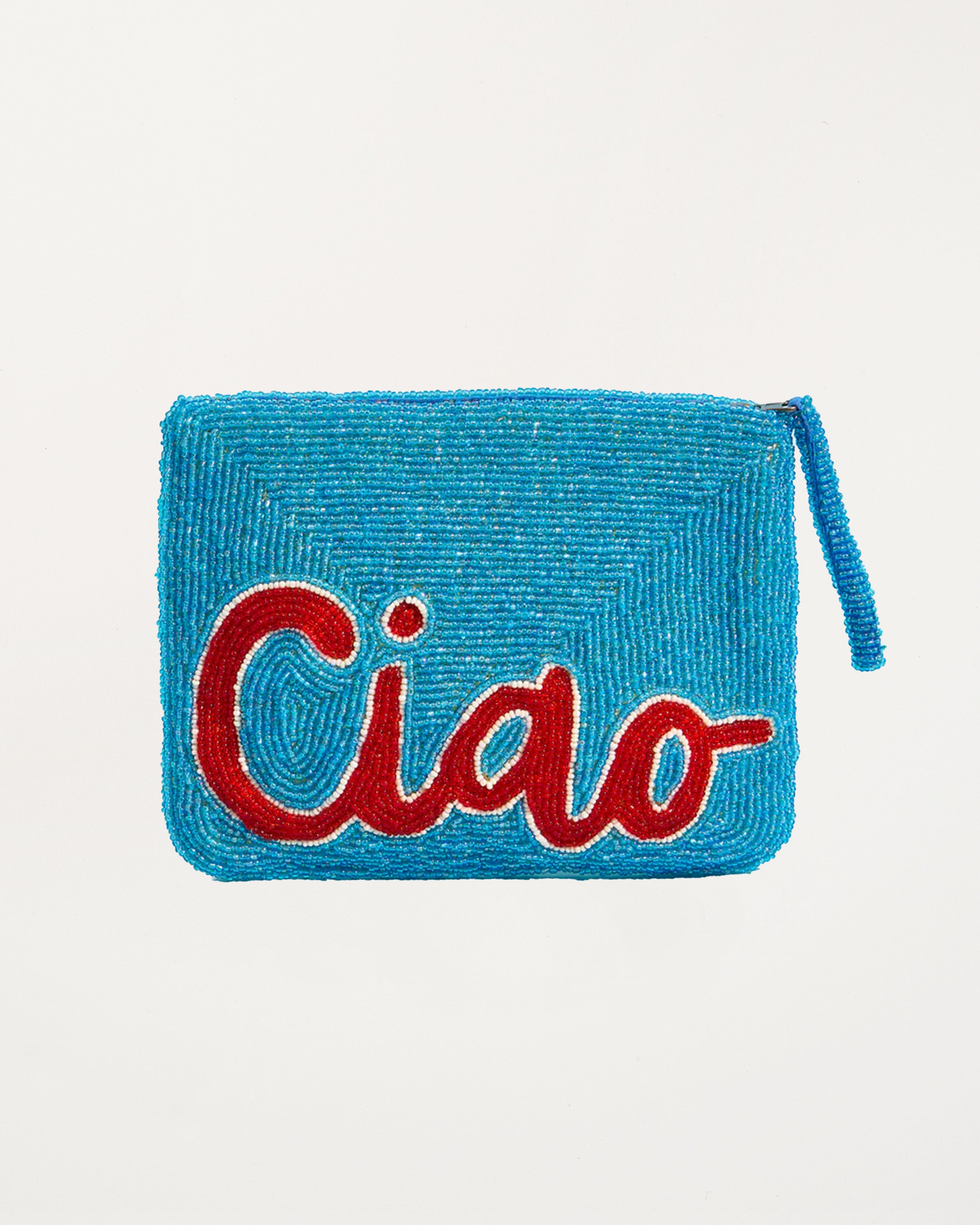 Ciao Beaded Purse Blue, White & Red