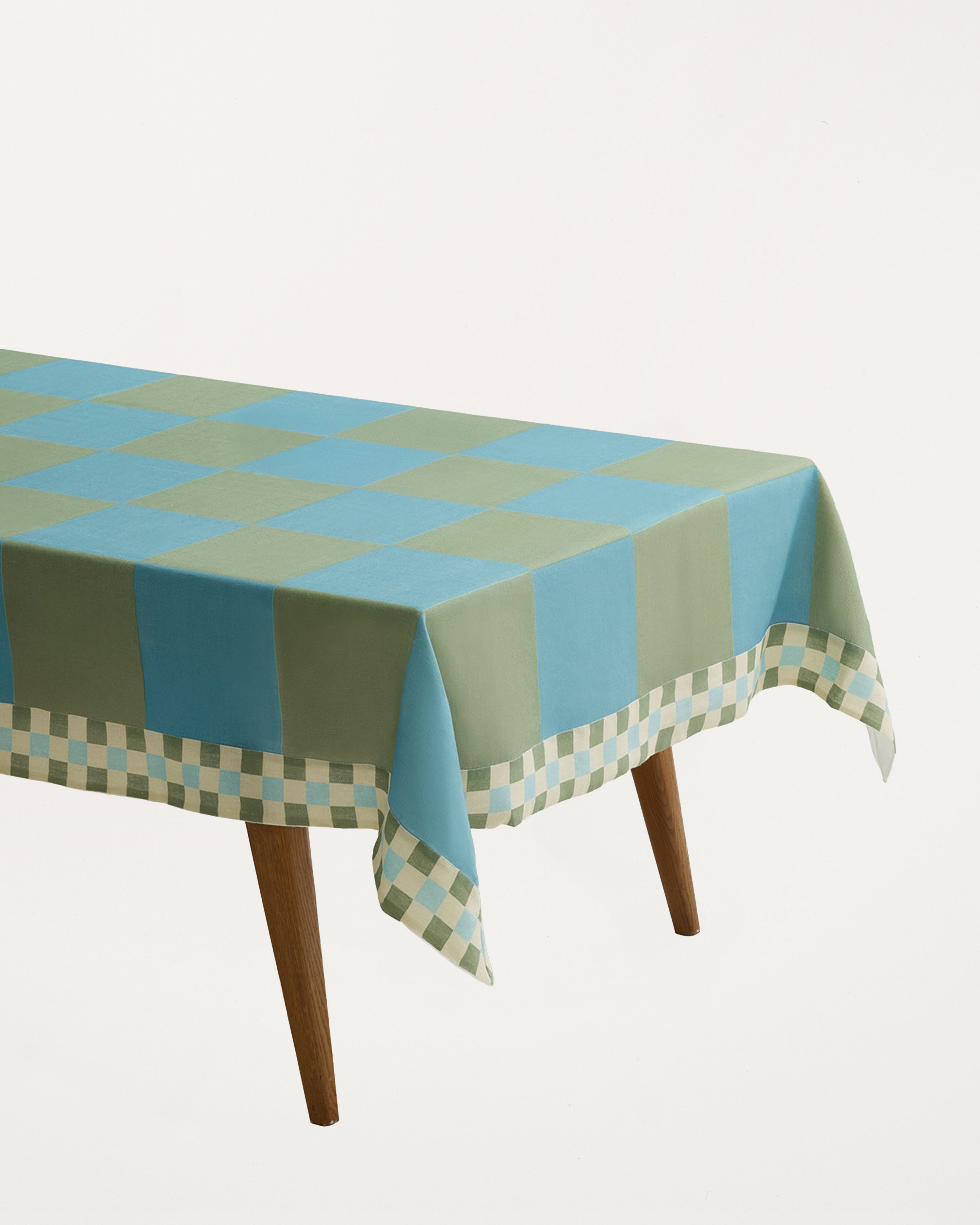 Cleo Linen Tablecloth Turquoise/Green 160x300cm