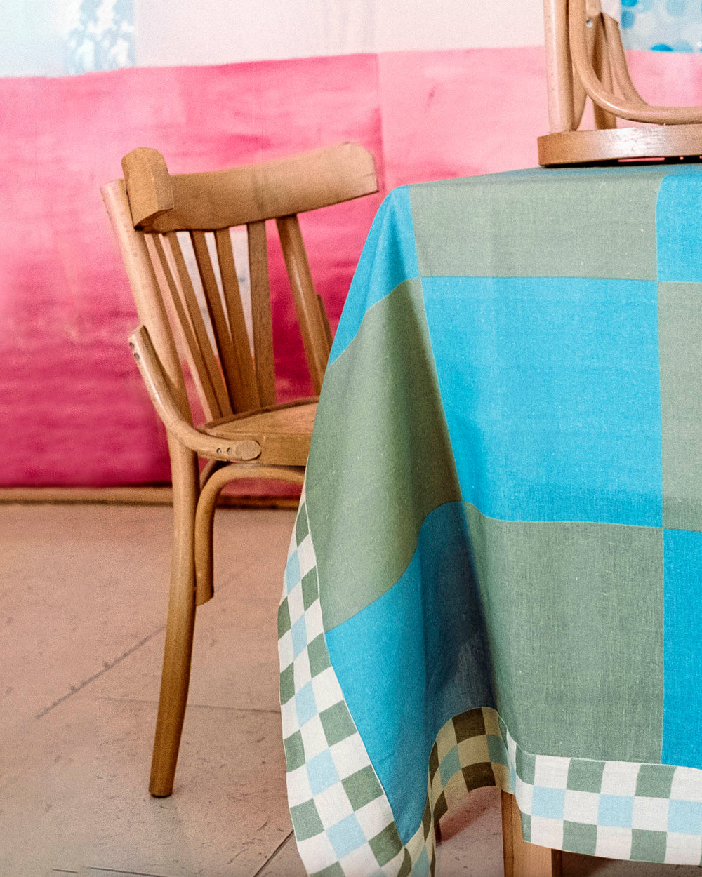Cleo Linen Tablecloth Turquoise/Green 160x300cm