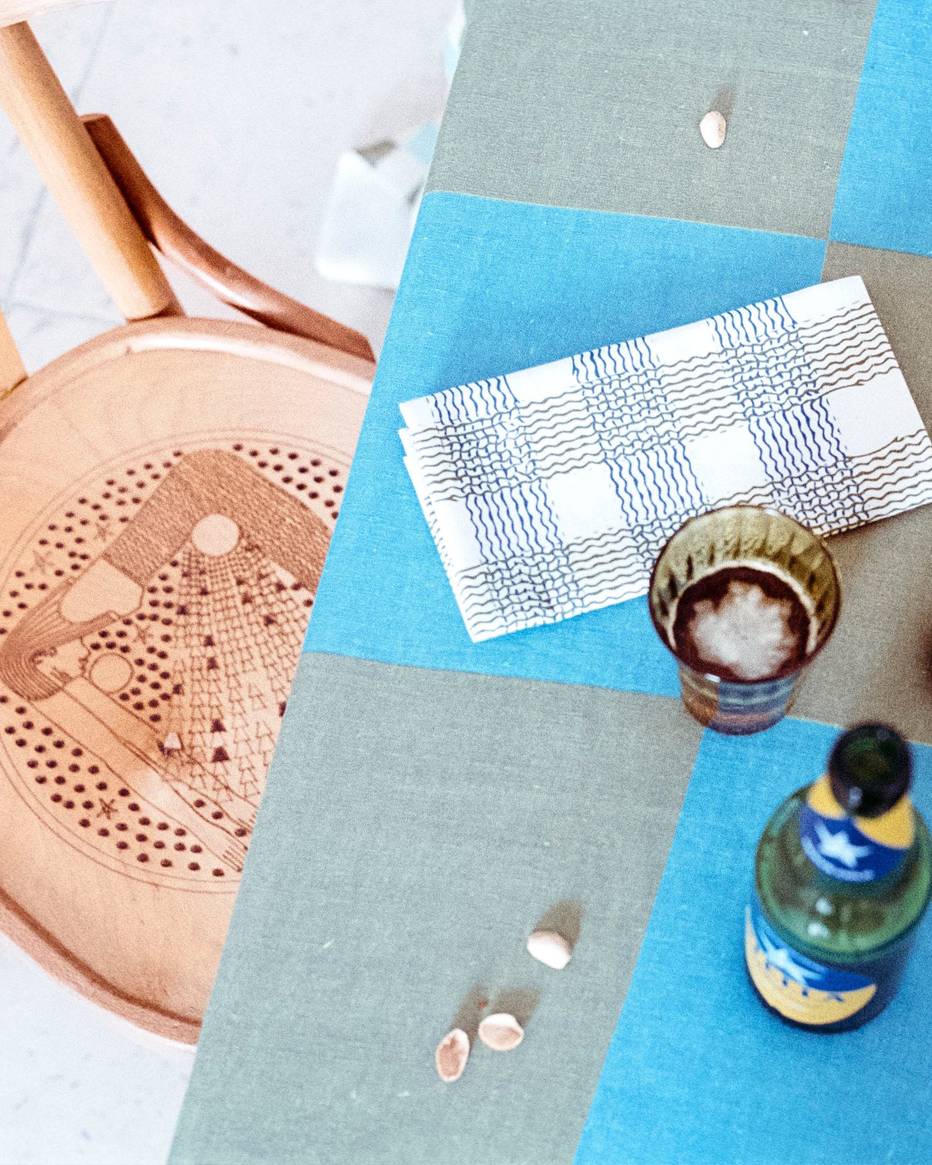 Cleo Linen Tablecloth Turquoise/Green 160x300cm