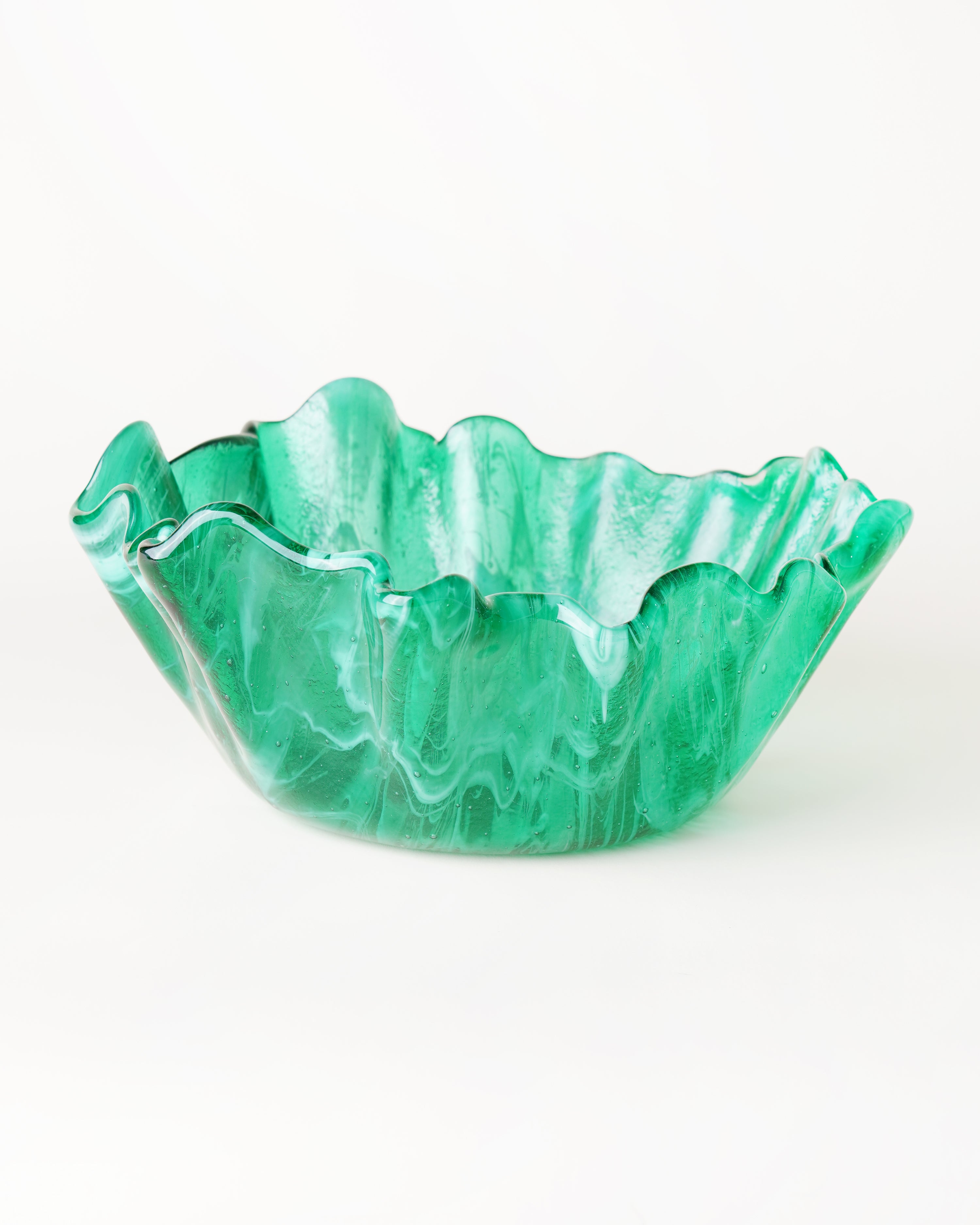 Corolla Bowl Marble Dark Green D27cm