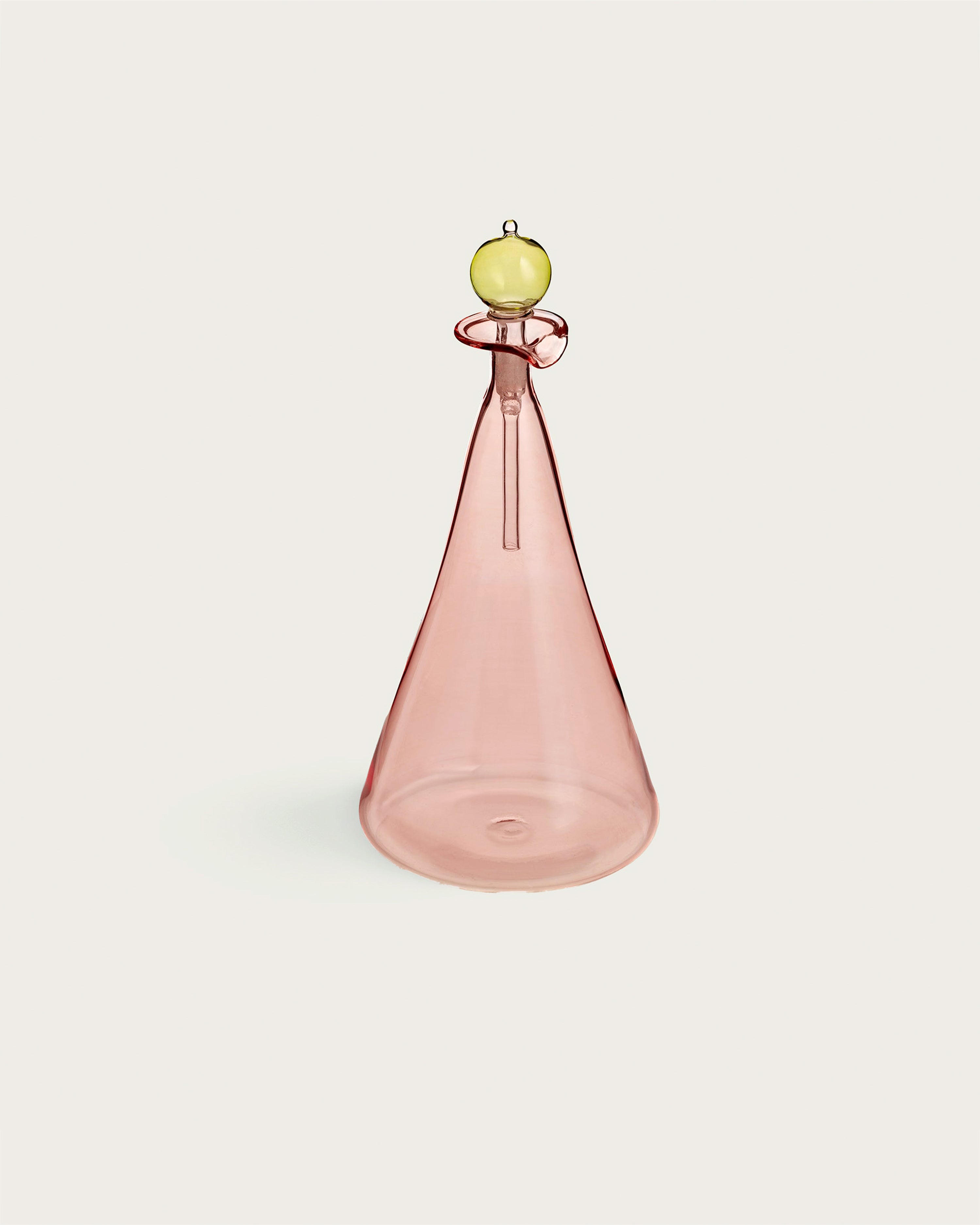 Couple Vinegar & Oil Handblown Flasks Green/Rose